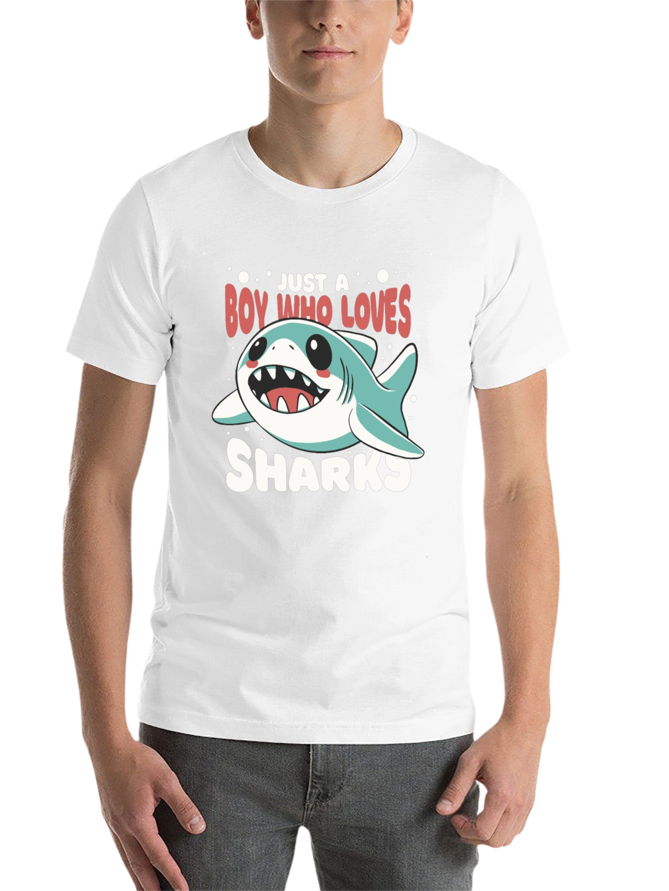 Black Boy Who Loves Sharks T-Shirt view 14