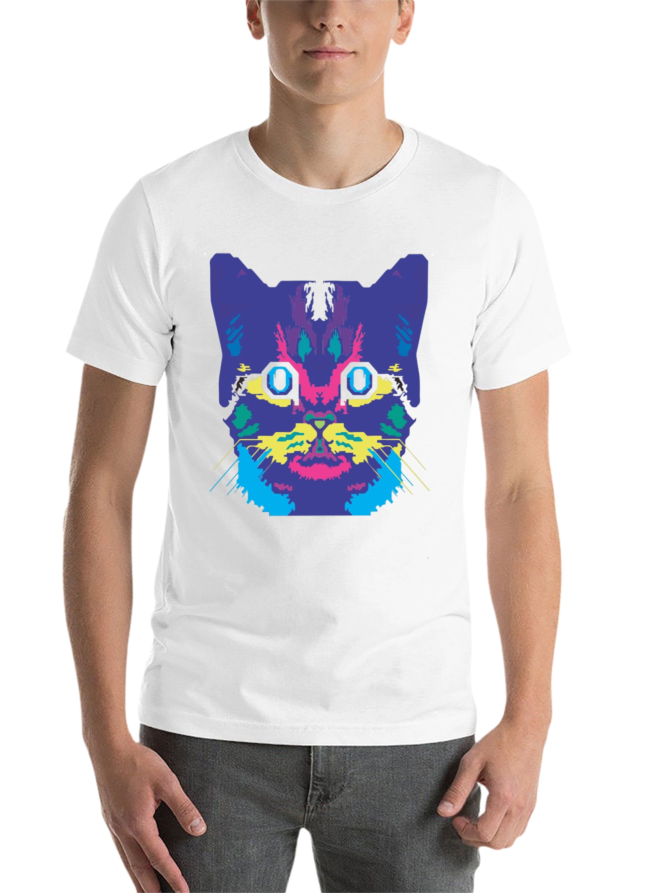 Black Vaporwave Cat Graphic Tee view 14