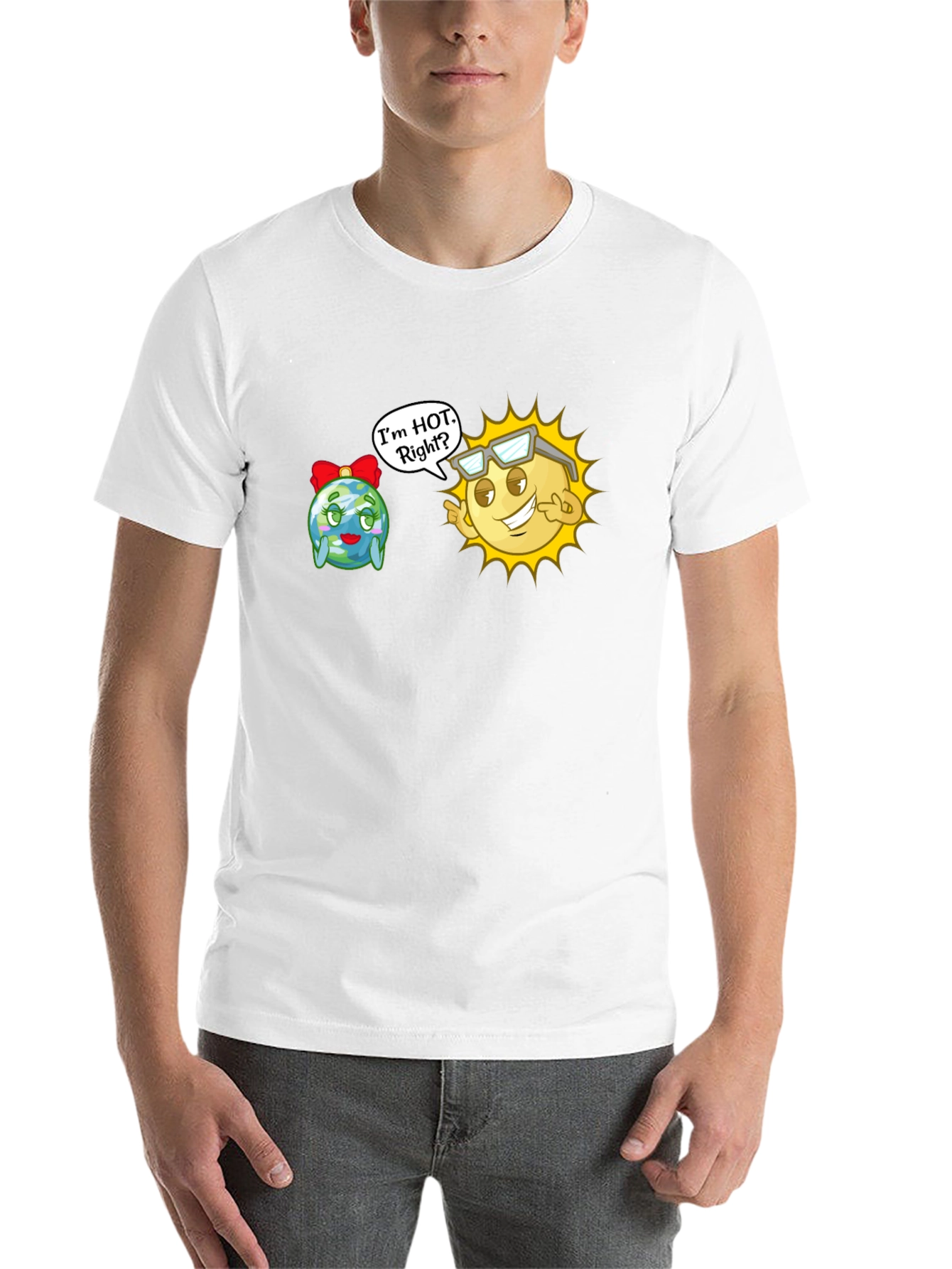 Black Funny Sun & Earth T-Shirt - I'm Hot, Right? view 14