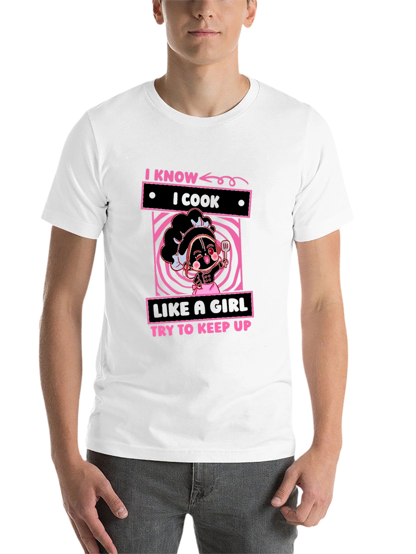 Black I Know I Cook Like A Girl T-Shirt view 14