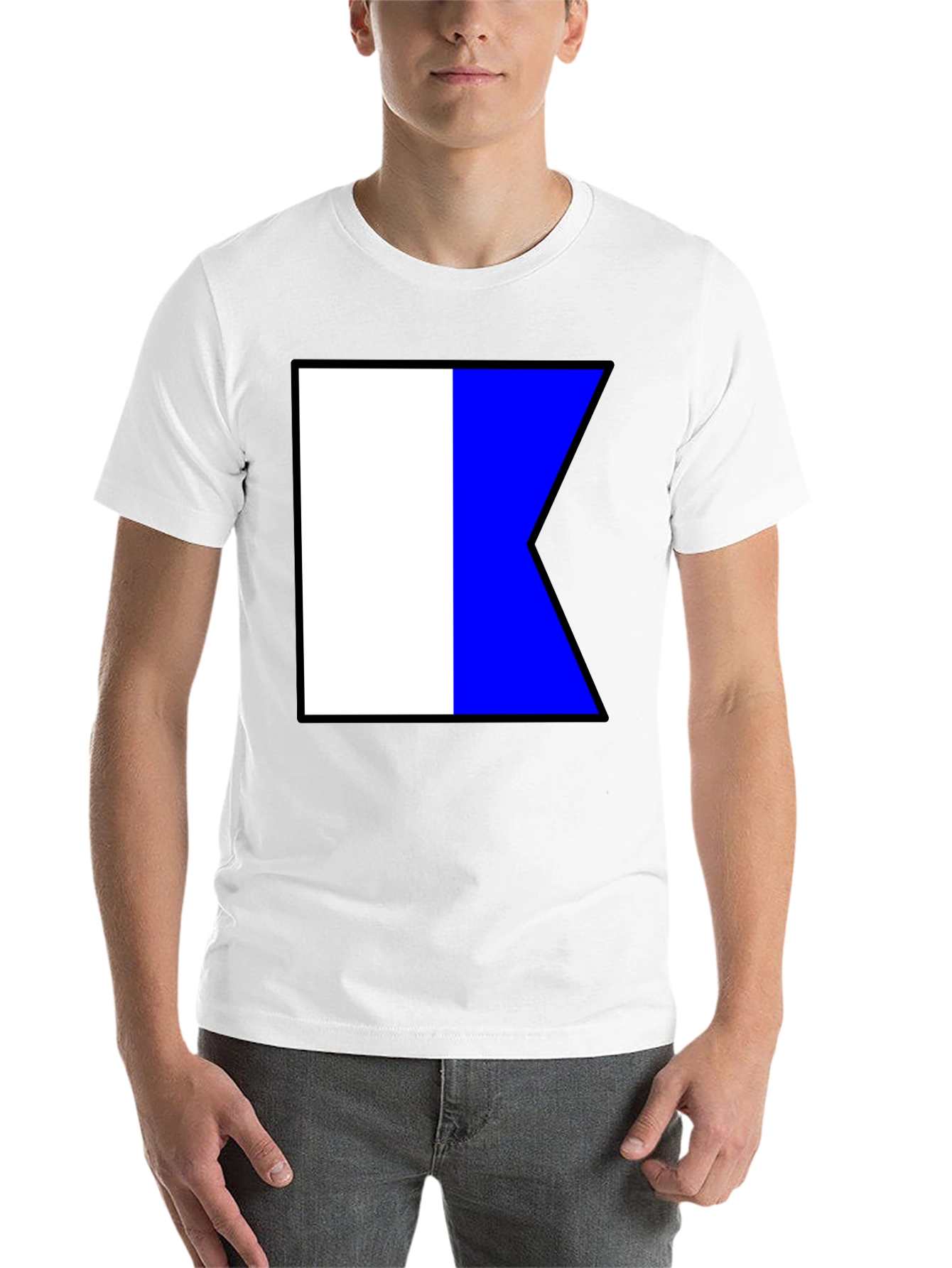 Black Nautical Flag K Black T-Shirt - Maritime Signal Tee view 14