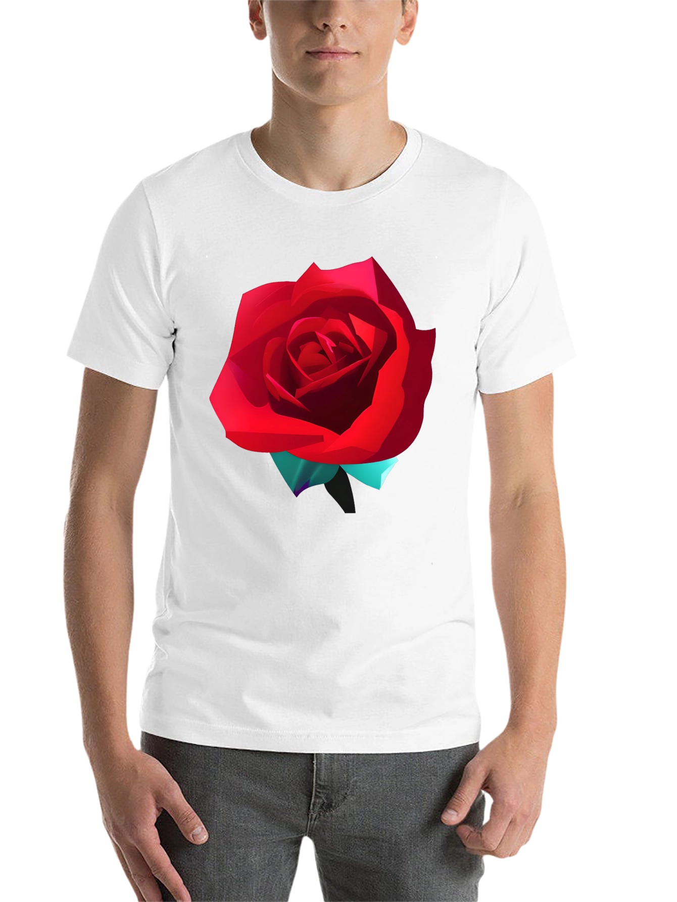 Black Bold Red Rose Graphic T-Shirt view 14