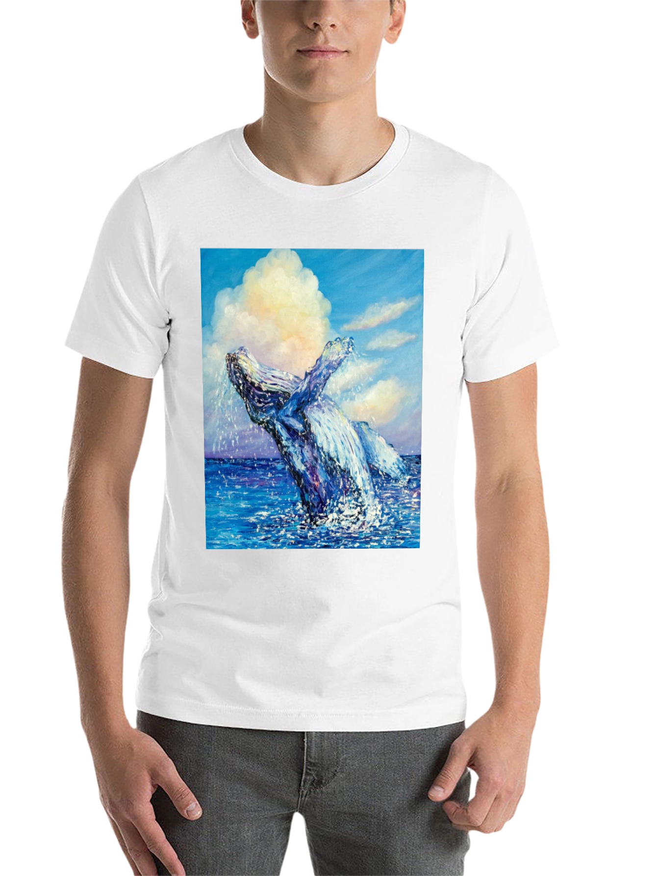 Black Whale Painting T-Shirt - Ocean Art view 14