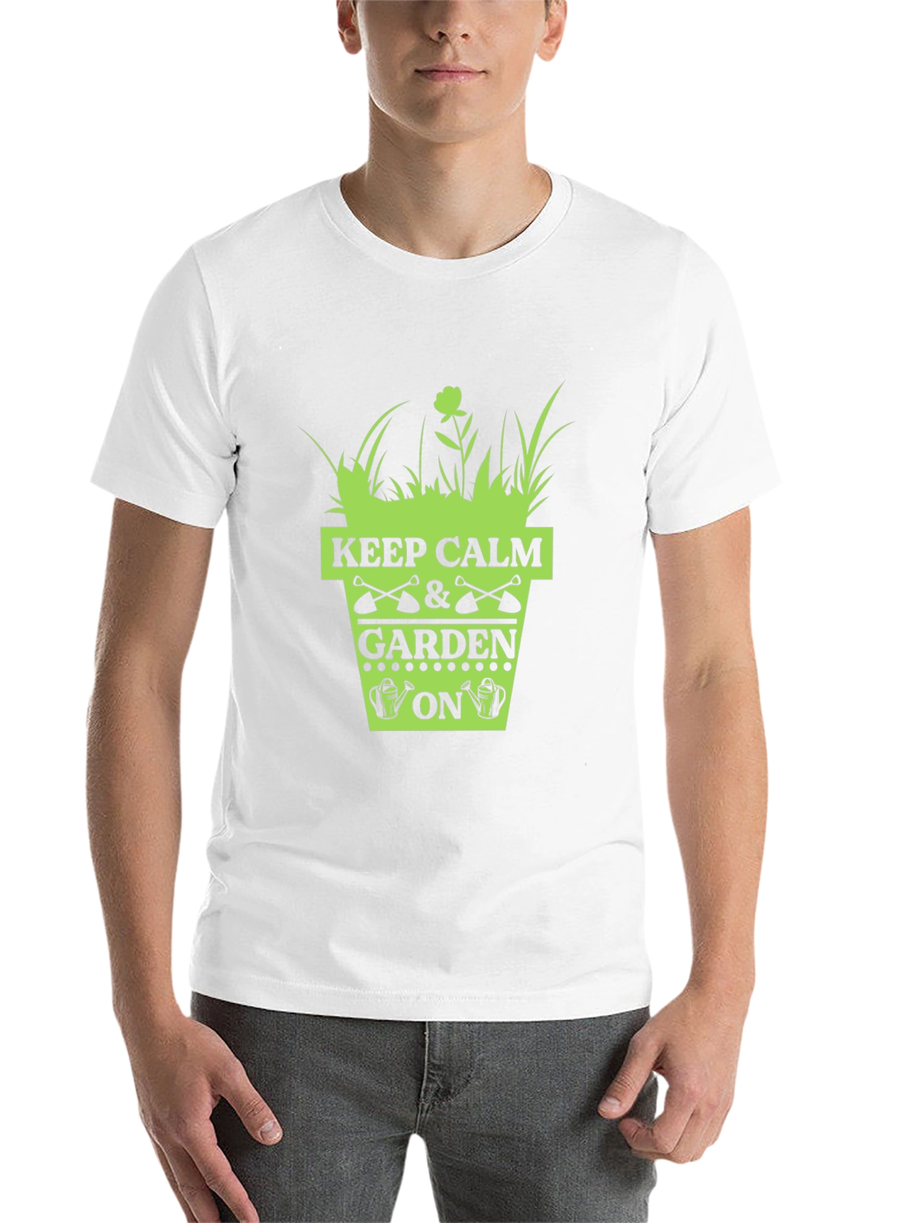 Black Keep Calm & Garden On T-Shirt - Gardening Humor view 14