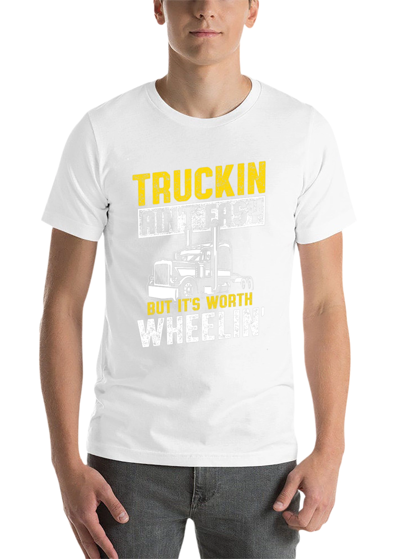 Black Truckin' Ain't Easy Black Graphic T-Shirt view 14