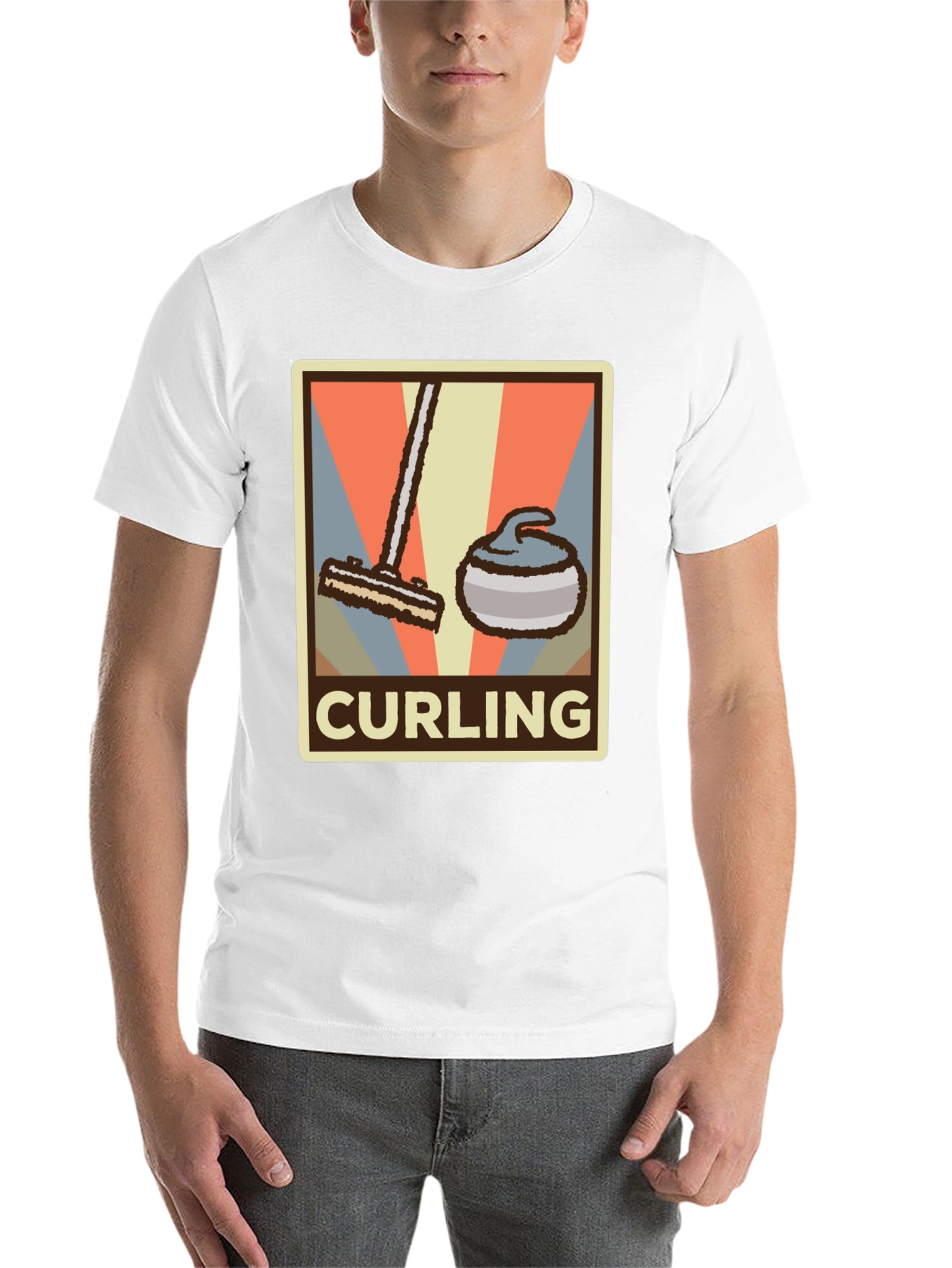 Black Retro Curling T-Shirt - Vintage Style Sports Tee view 14