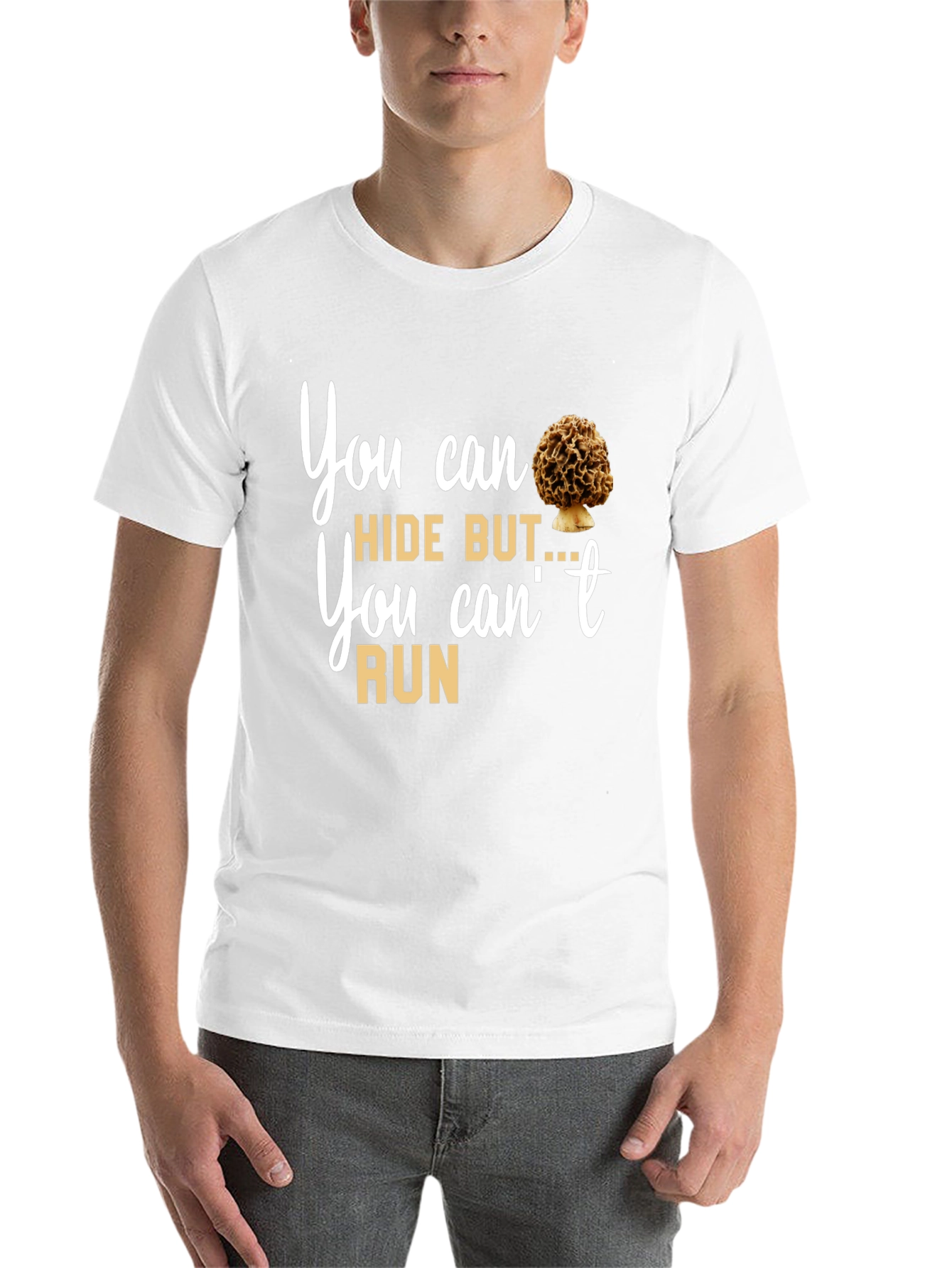 Black Mushroom Lover T-Shirt: You Can Hide But You Can't Run Tee view 14