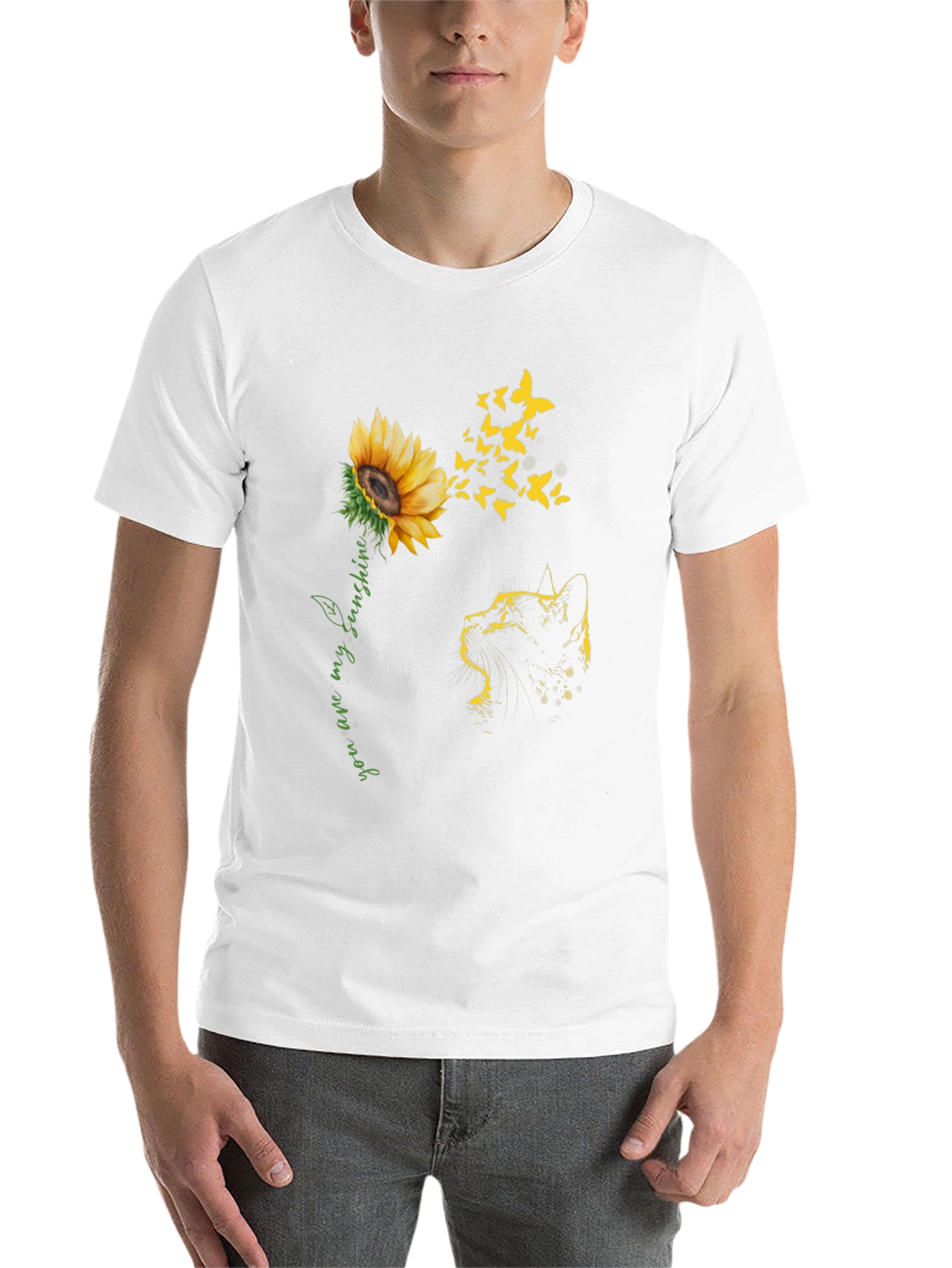 Black Sunflower Cat Graphic Tee - "You Are My Sunshine" view 14