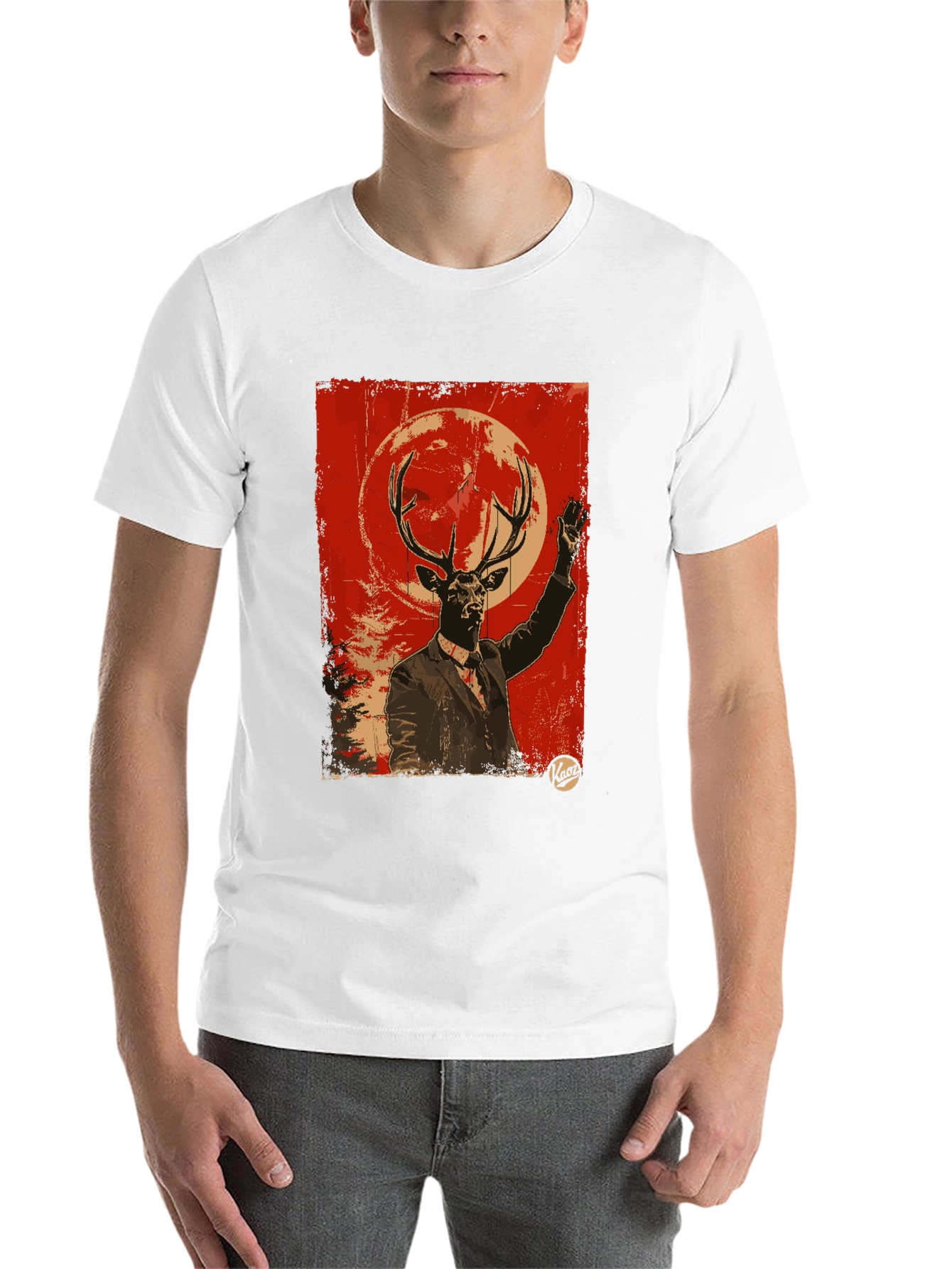 Black Deer Man Graphic Tee - Unique Animal Art T-Shirt view 14