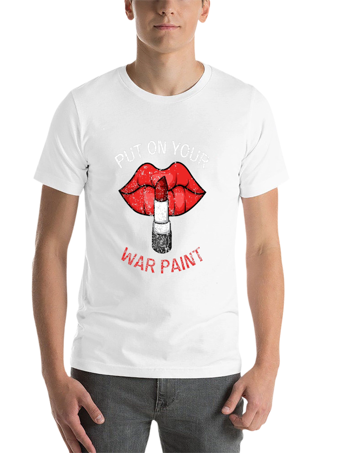 Black War Paint Lipstick Lips Graphic T-Shirt view 14