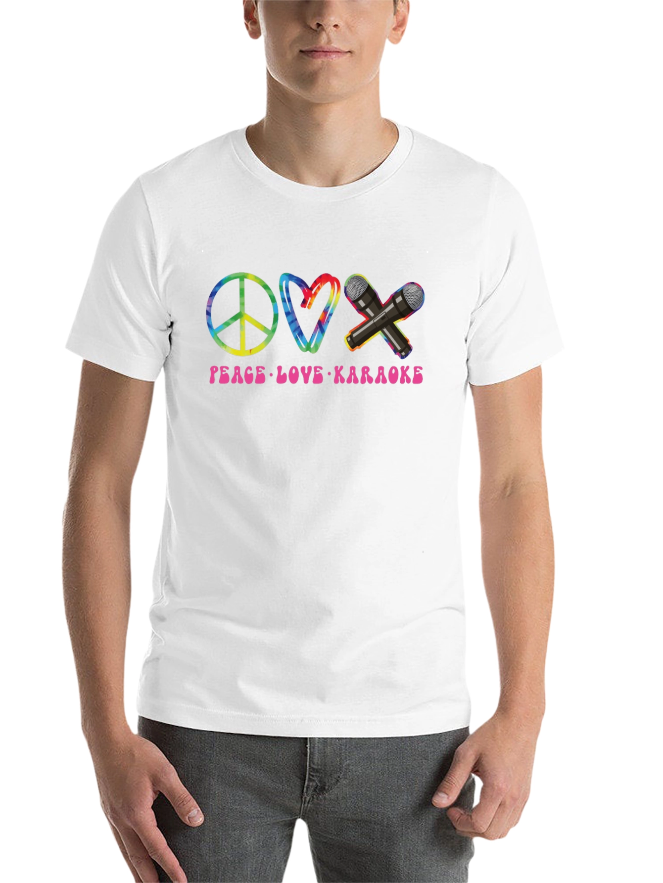 Black Peace Love Karaoke T-Shirt view 14
