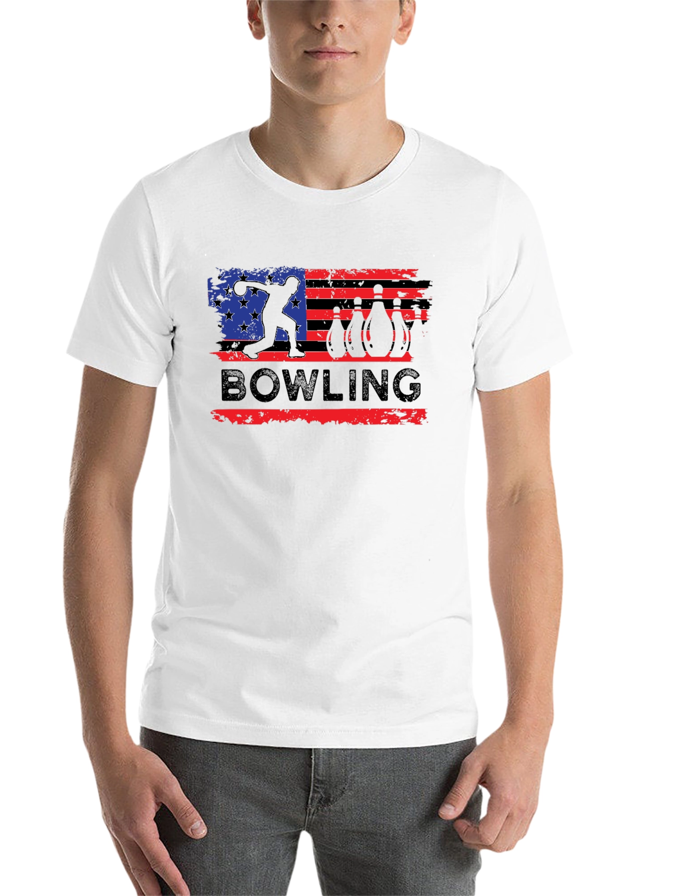 Black Bowling USA Flag Graphic T-Shirt view 14