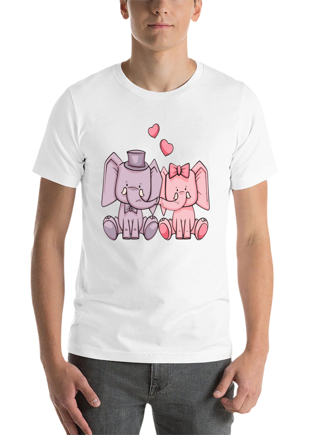 Black Elephant Love T-Shirt - Cute Cartoon Design view 14