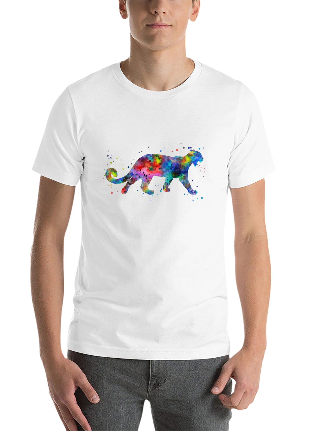 Black Watercolor Panther Graphic T-Shirt view 14