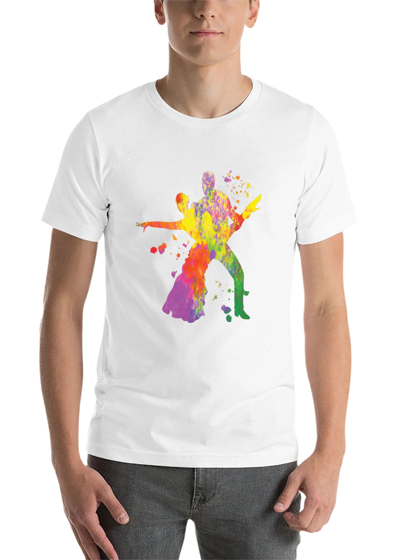Black Colorful Dance T-Shirt - Black Cotton Tee view 14