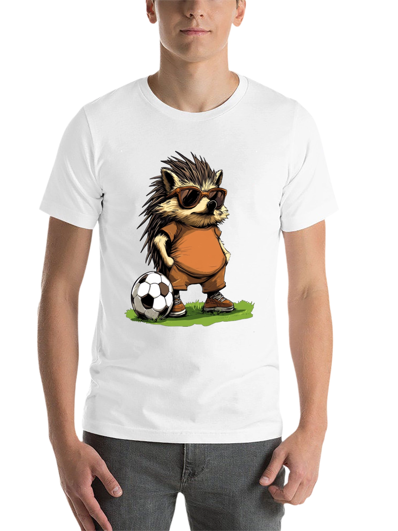 Black Cool Hedgehog Soccer T-Shirt view 14