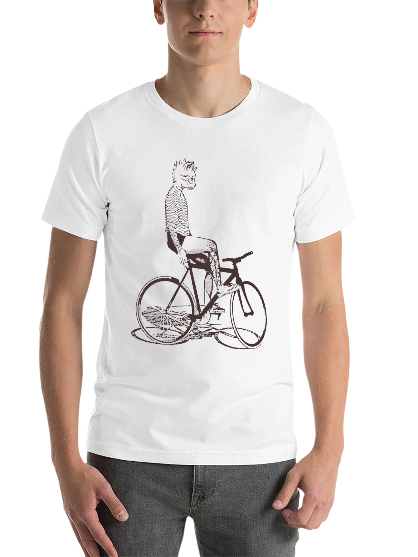 Black Cool Cat on Bike Graphic Tee - Black Cotton T-Shirt view 14