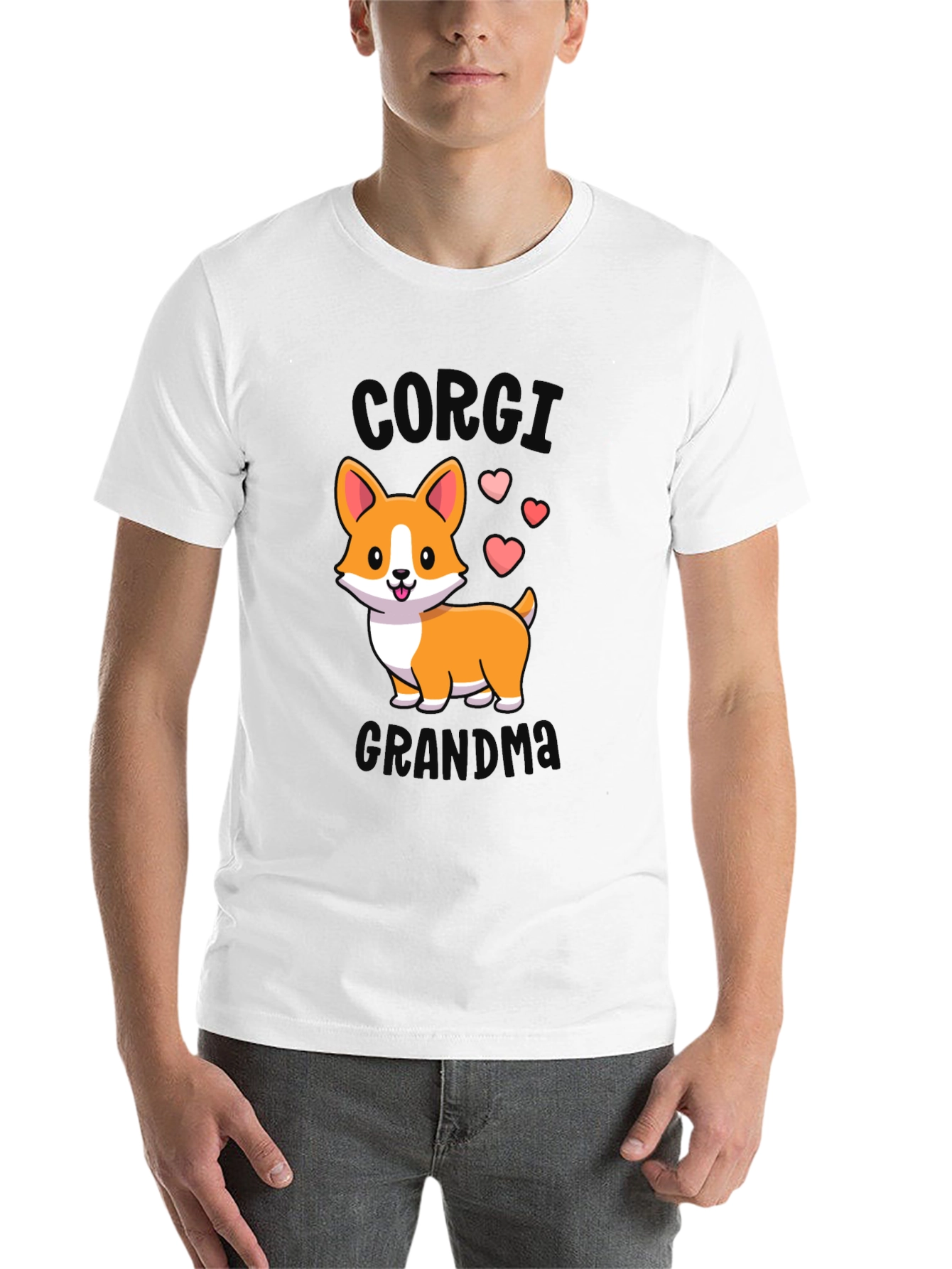 Black Corgi Grandma Black T-Shirt view 14