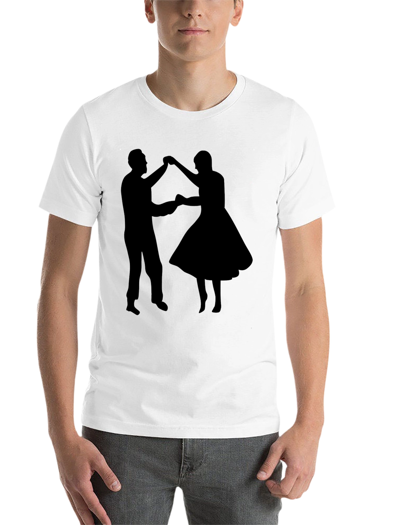 Black Dancing Couple Graphic Tee - Retro Style Black T-Shirt view 14