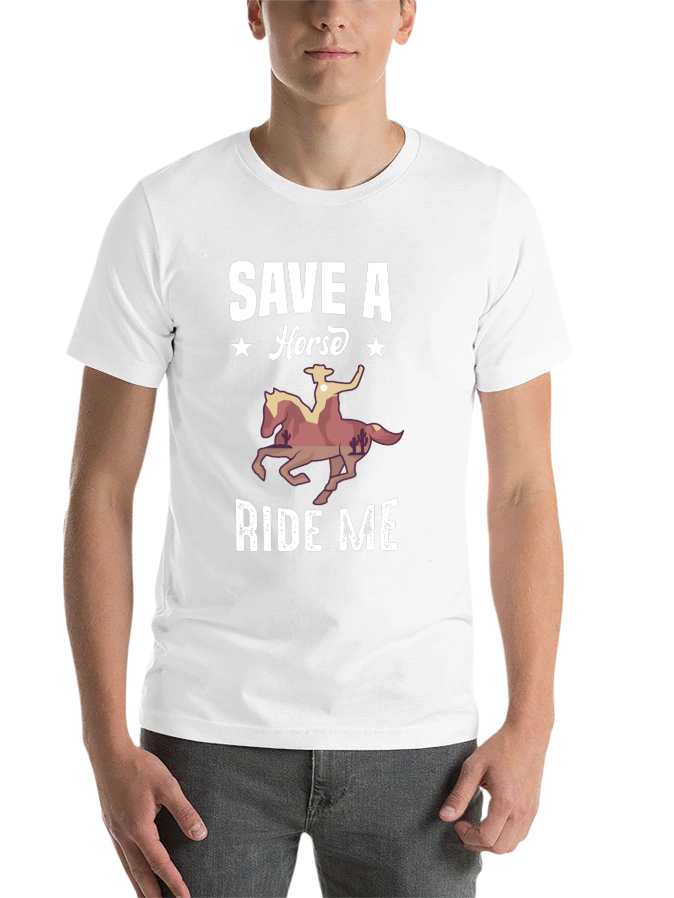 Black Save A Horse Ride Me T-Shirt - Novelty Graphic Tee view 14