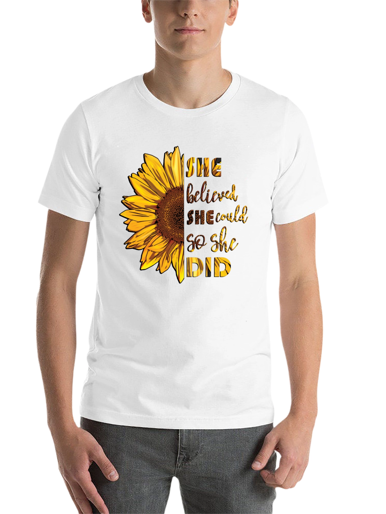 Black Sunflower Graphic Tee - She Believed She Could view 14