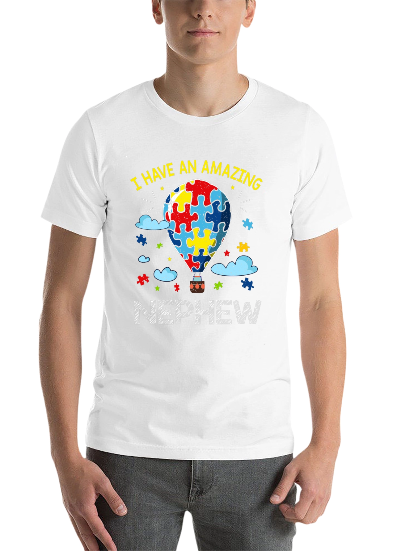 Black Amazing Nephew Autism Awareness T-Shirt view 14