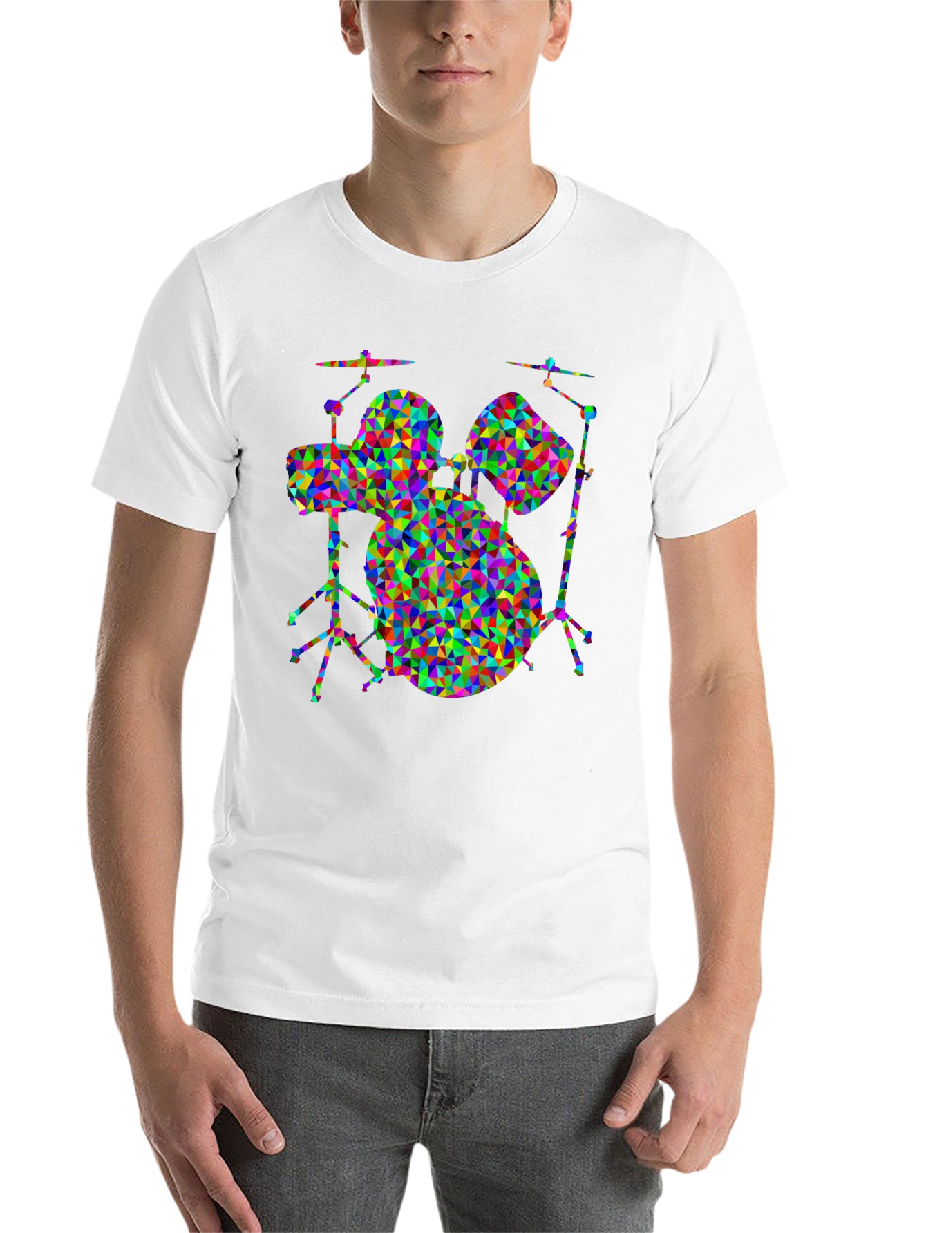 Black Geometric Drum Set T-Shirt view 14