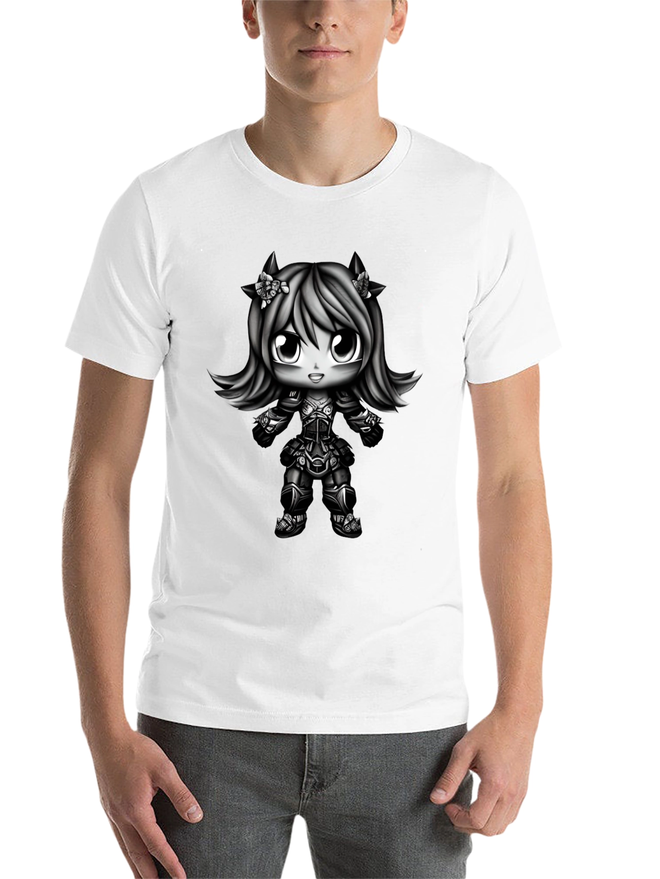 Black Anime Girl Graphic Black T-Shirt view 14