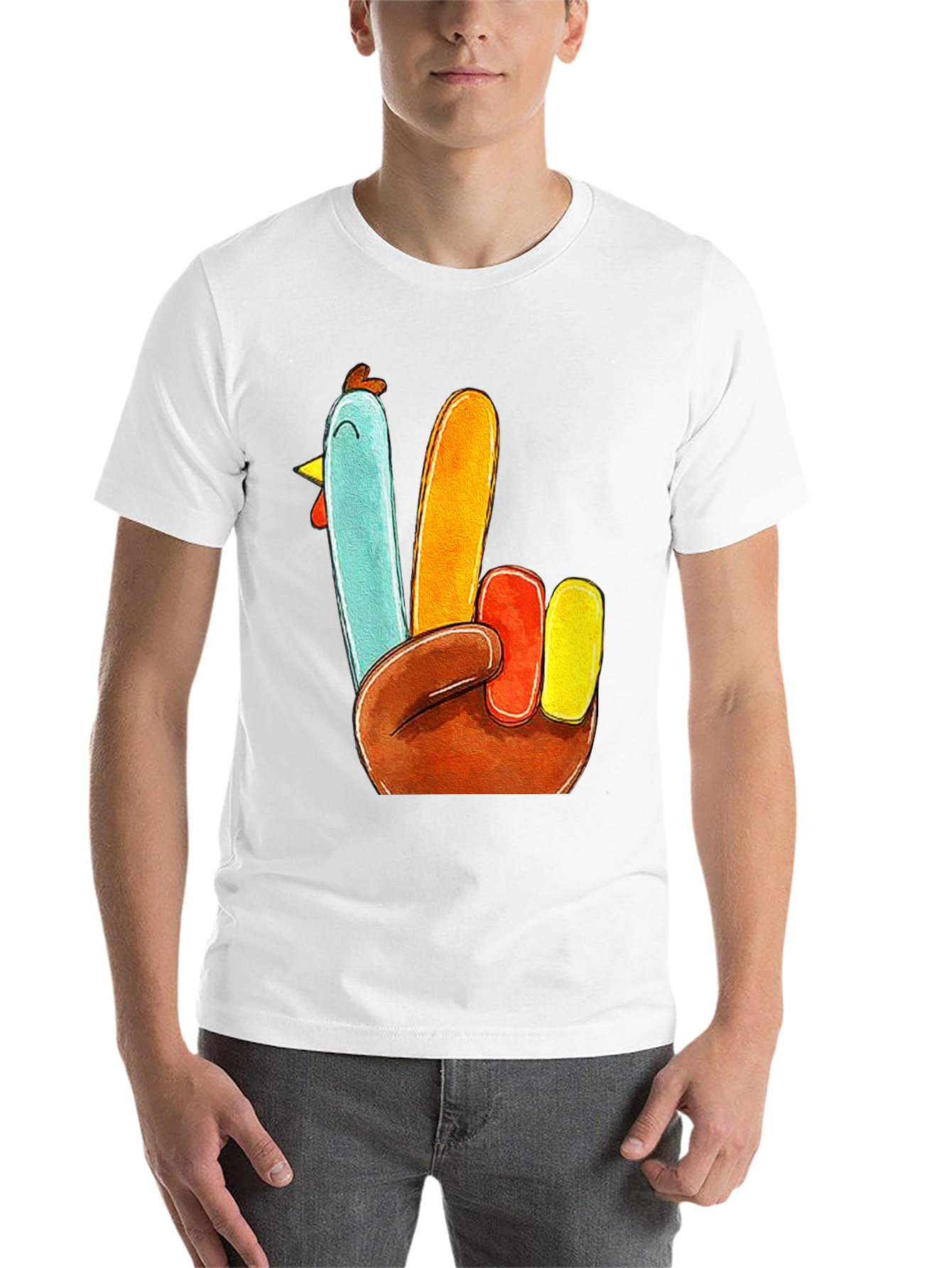 Black Turkey Peace Sign Thanksgiving T-Shirt view 14