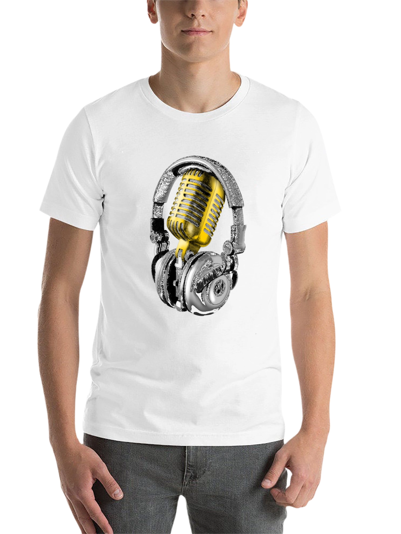 Black Headphones & Mic Graphic Tee view 14