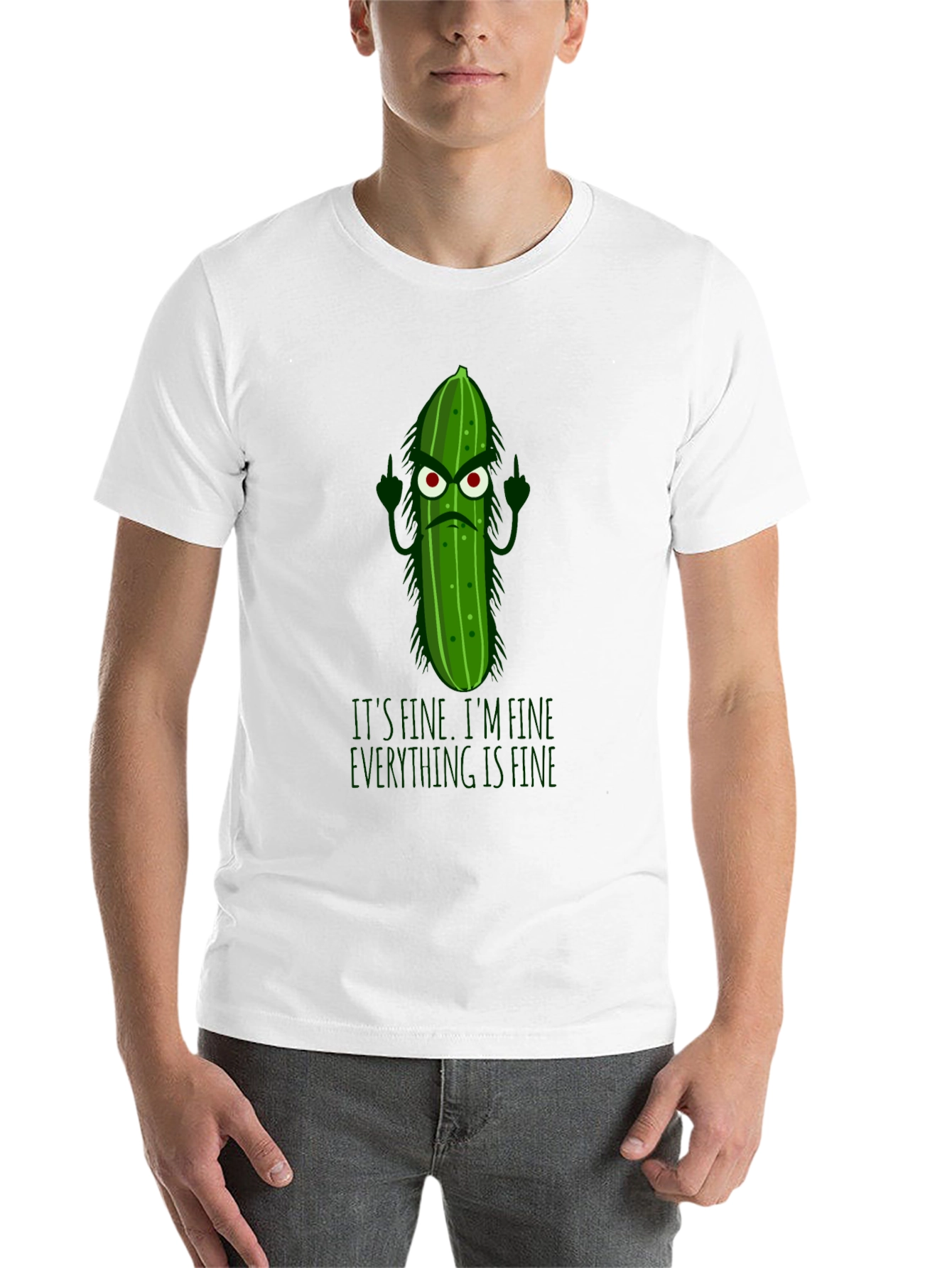 Black Funny Pickle T-Shirt - It's Fine, I'm Fine, Everything Is Fine view 14