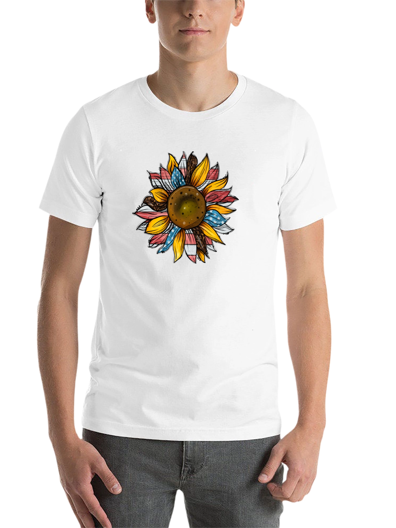 Black Patriotic Sunflower Graphic Tee - Black view 14
