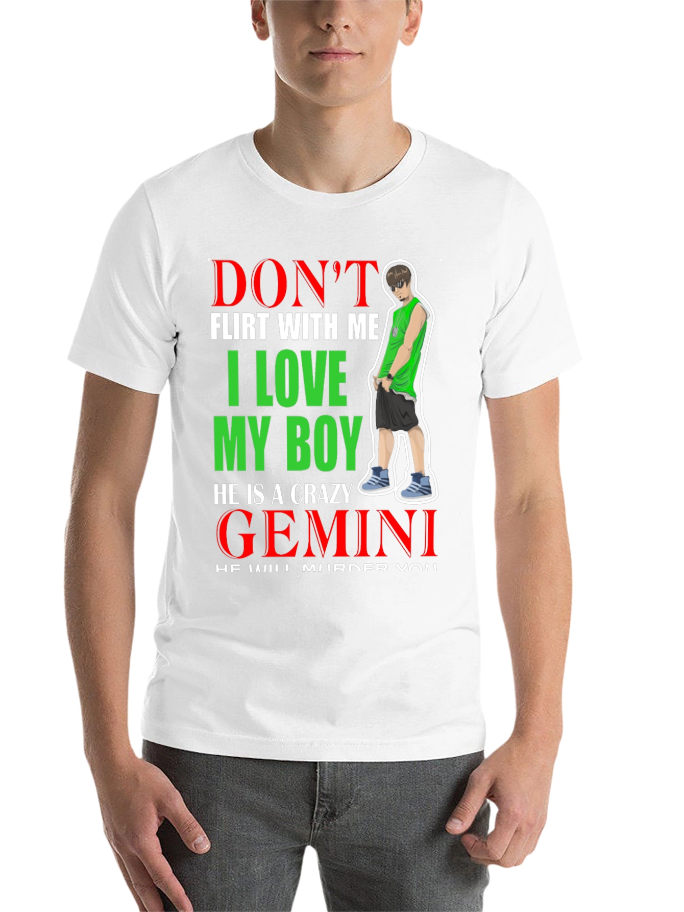 Black Don't Flirt Gemini Boy T-Shirt view 14