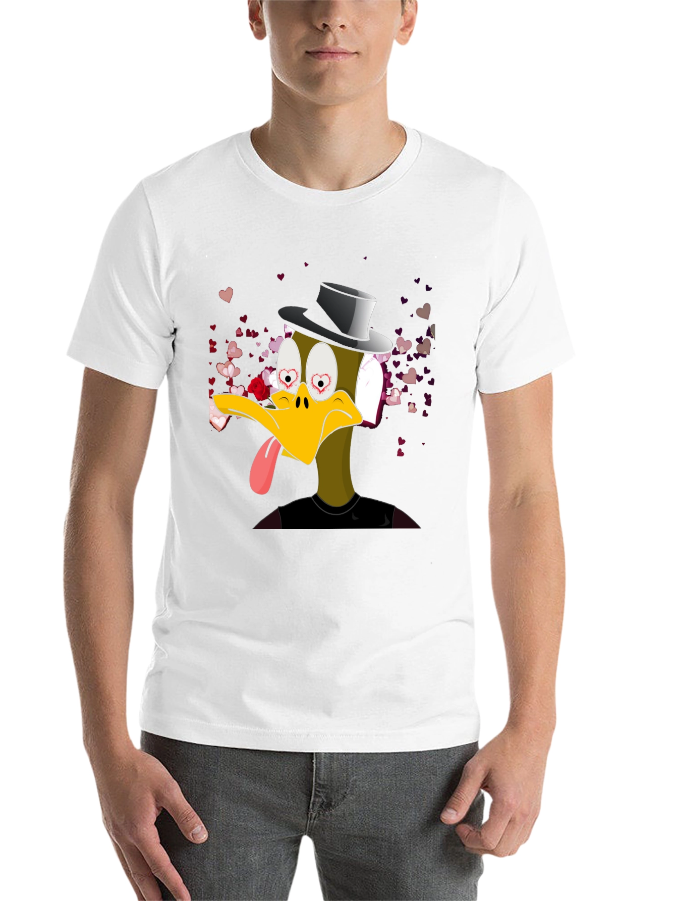 Black Funny Duck Valentine's T-Shirt view 14