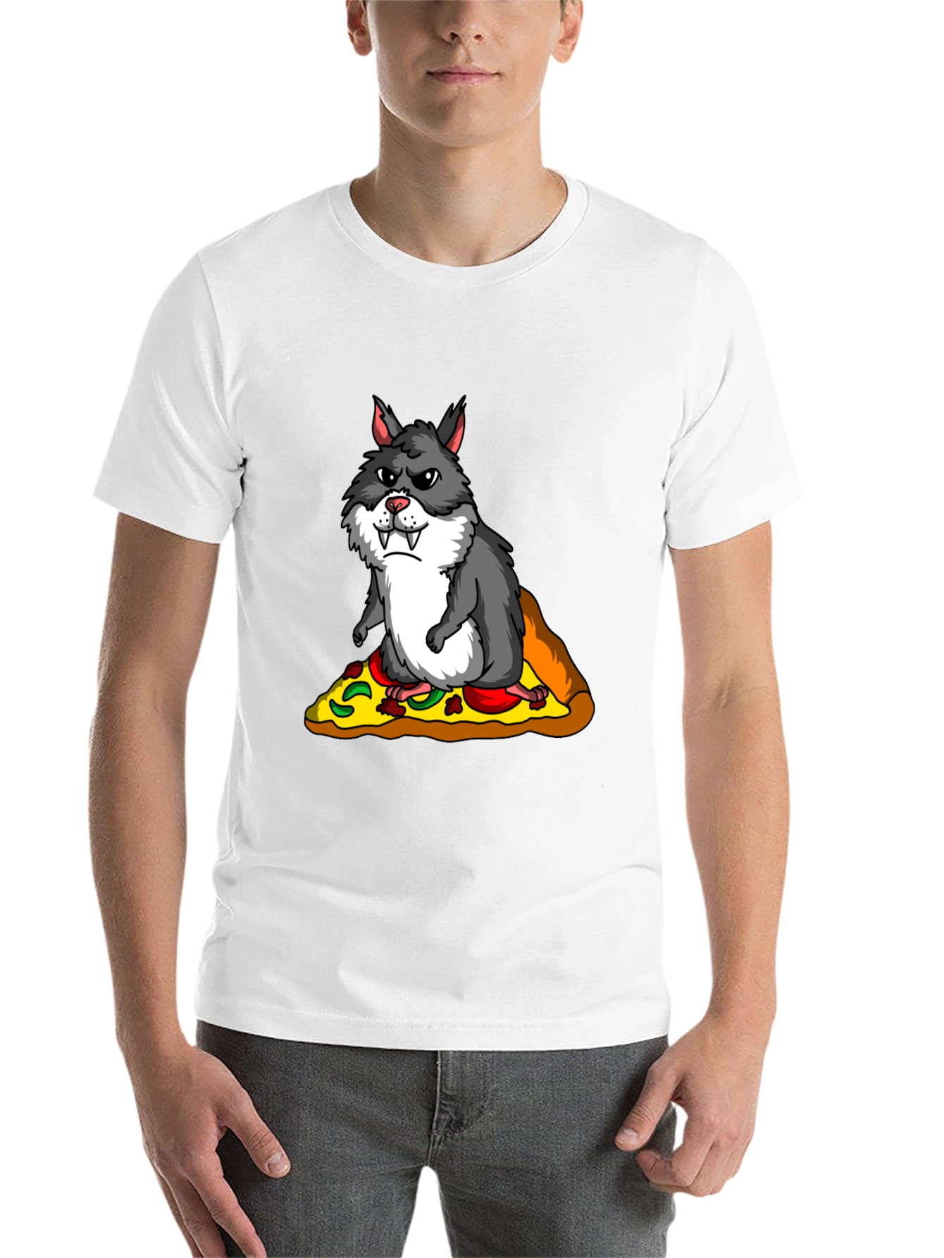 Black Wolf Hamster Pizza T-Shirt - Funny Graphic Tee view 14