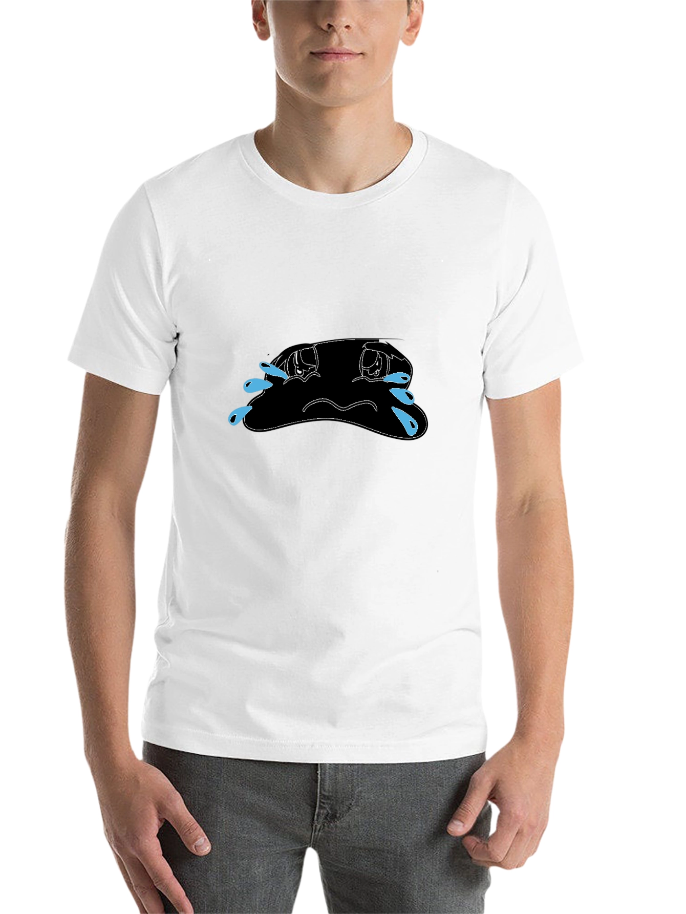 Black Sad Blob Crying Tears T-Shirt - Mens view 14