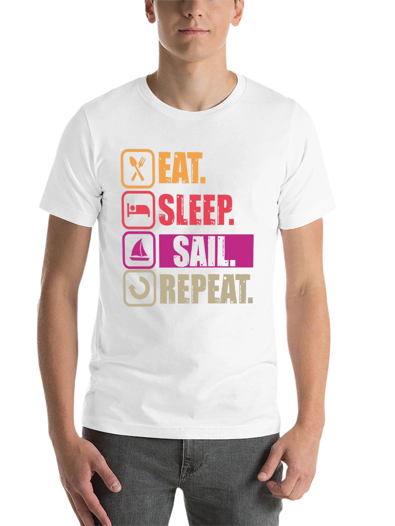 Black Eat Sleep Sail Repeat T-Shirt - Boating Life Apparel view 14