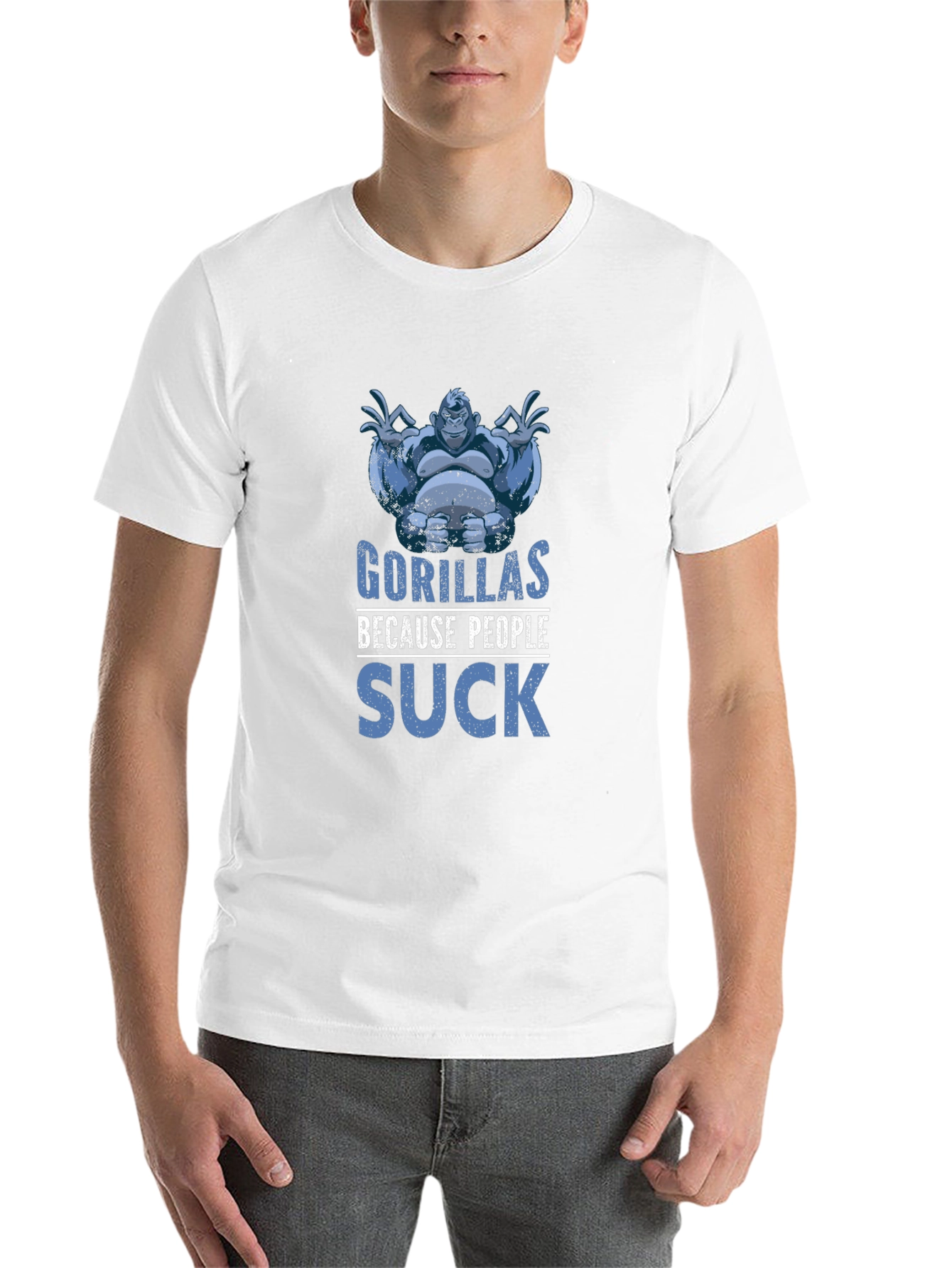 Black Gorillas Because People Suck Black T-Shirt view 14