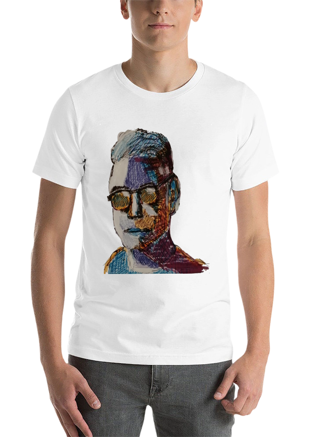 Black Artistic Portrait Graphic Tee - Black view 14