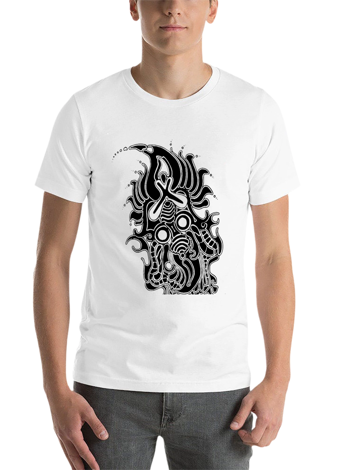 Black Abstract Graphic Print Men's T-Shirt view 14