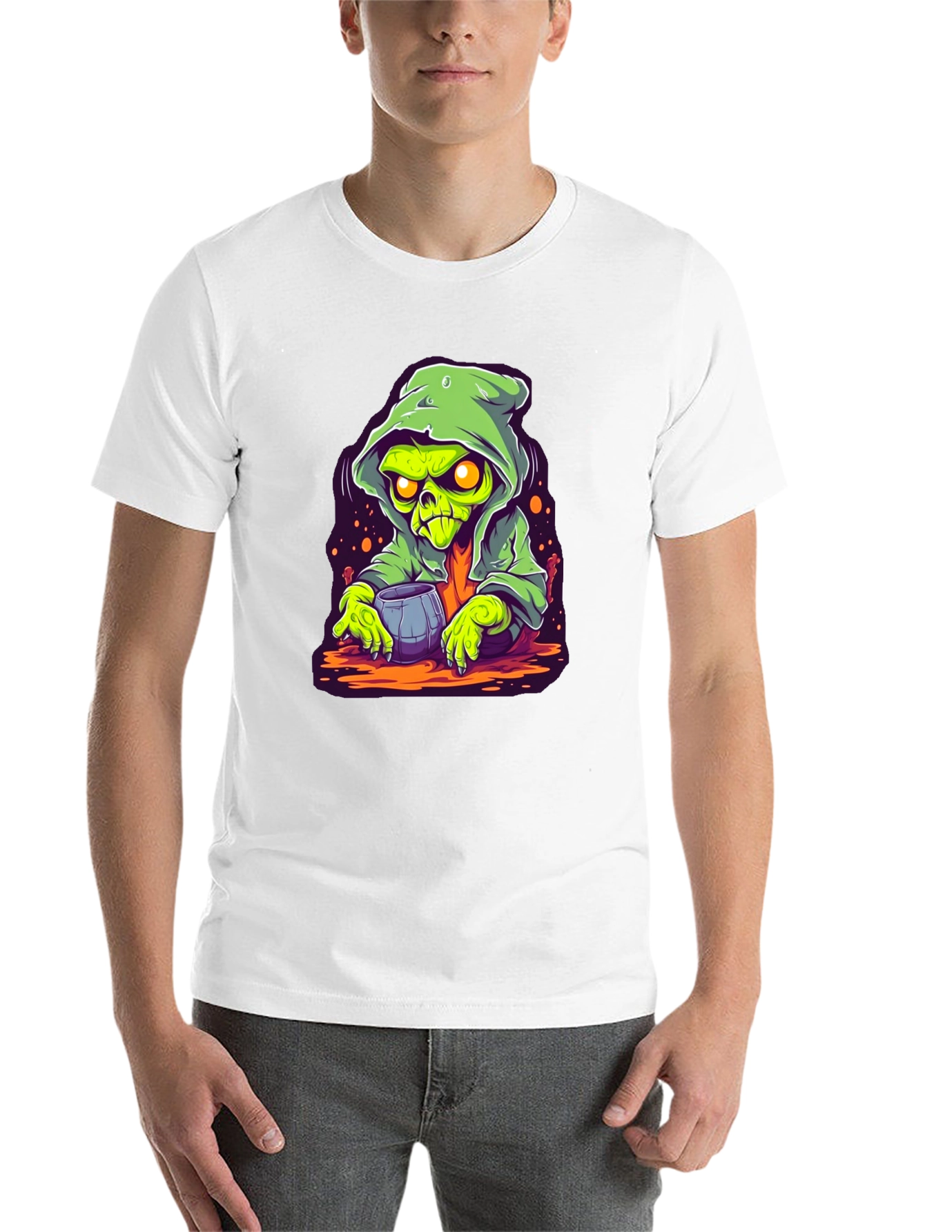 Black Grim Reaper Cartoon Graphic Black T-Shirt view 14