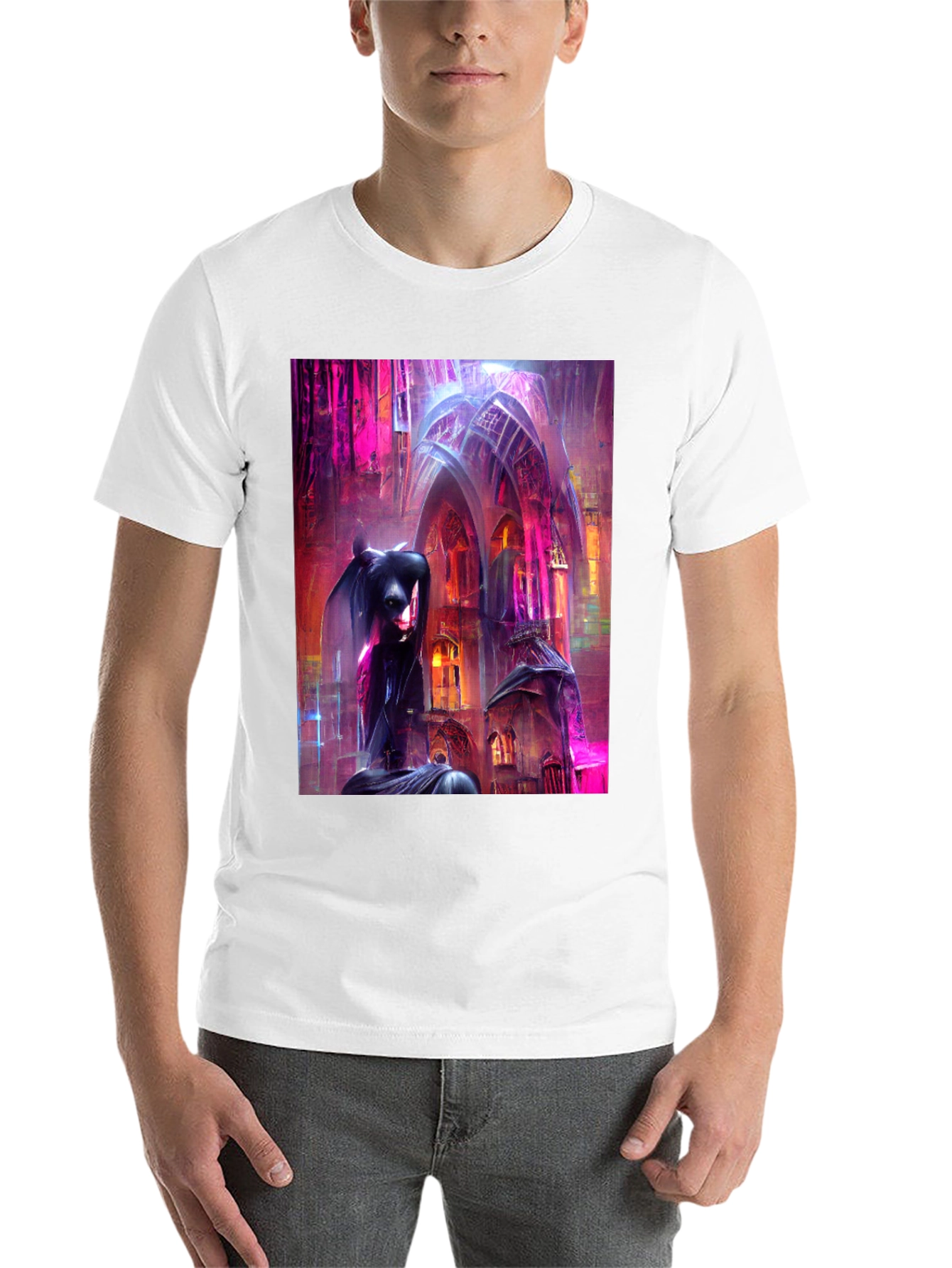 Black Gothic Art Tee - Dark Fantasy Style T-Shirt view 14