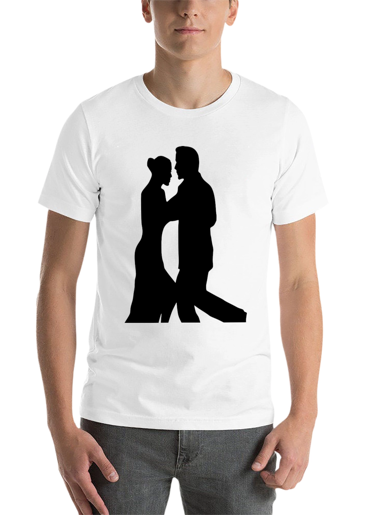 Black Silhouette Tango Lovers Tee - Stylish Black T-Shirt view 14