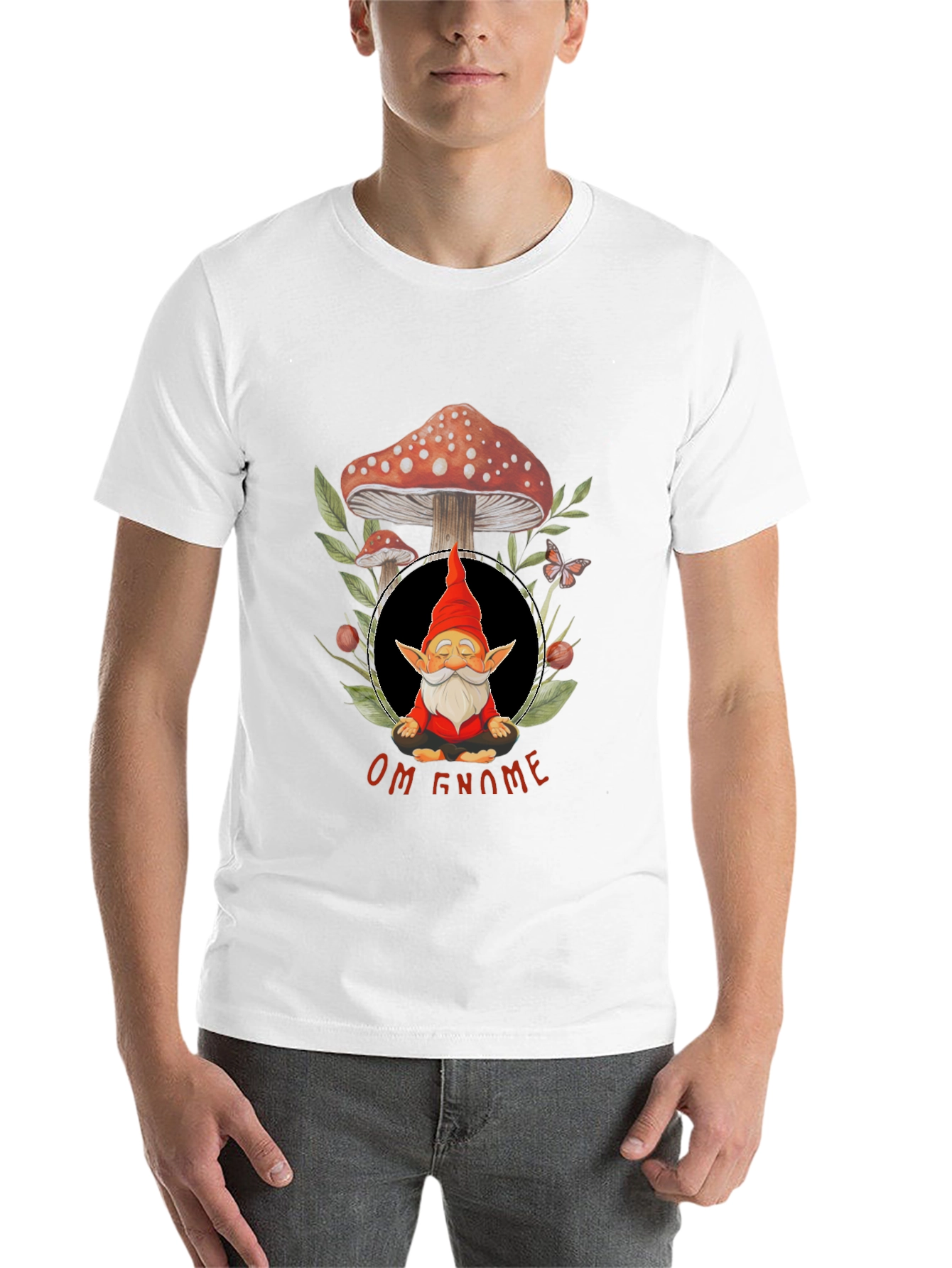 Black Om Gnome Meditation T-Shirt view 14