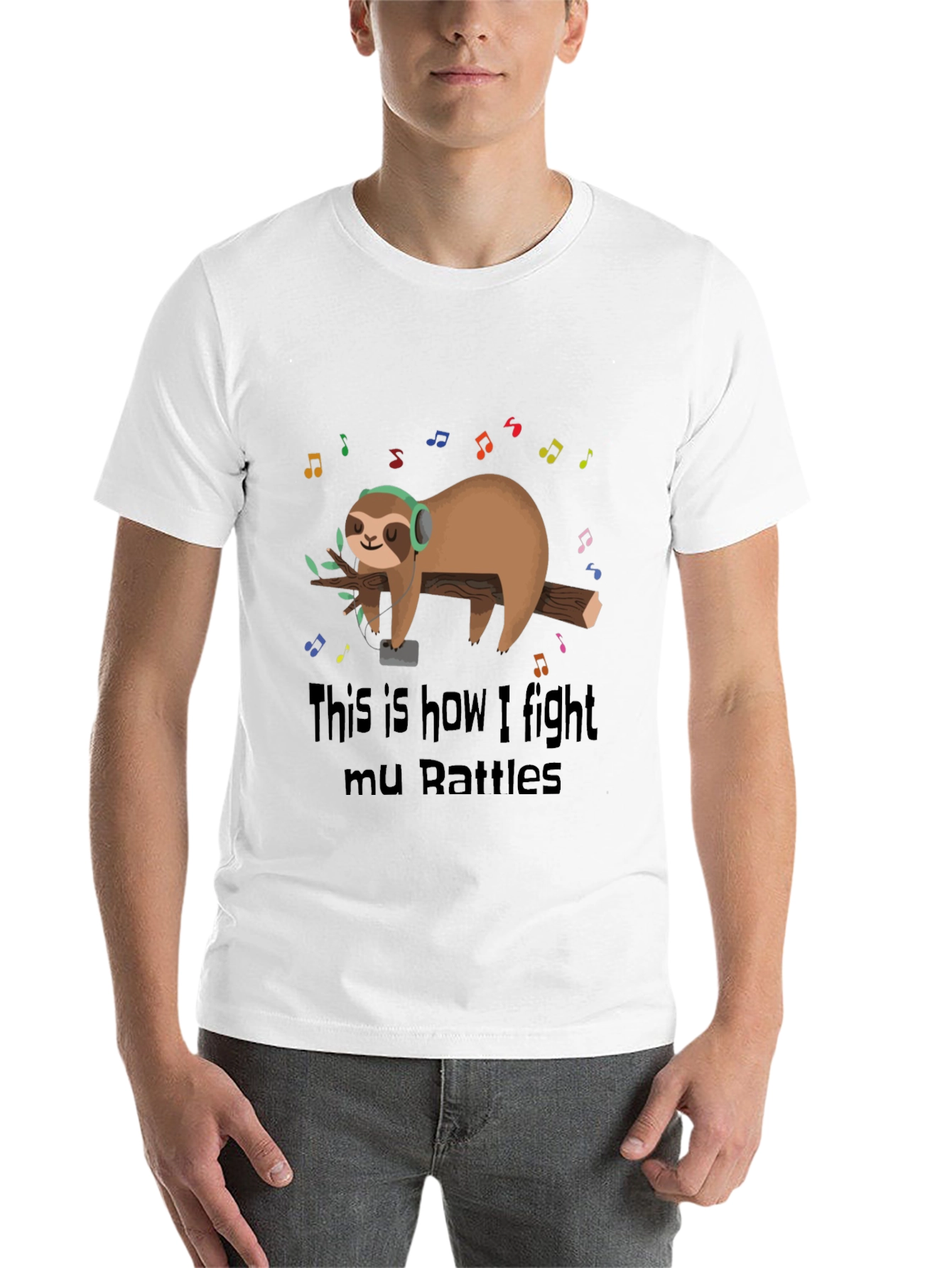 Black Sloth Music Lover T-Shirt - Fight Your Battles! view 14