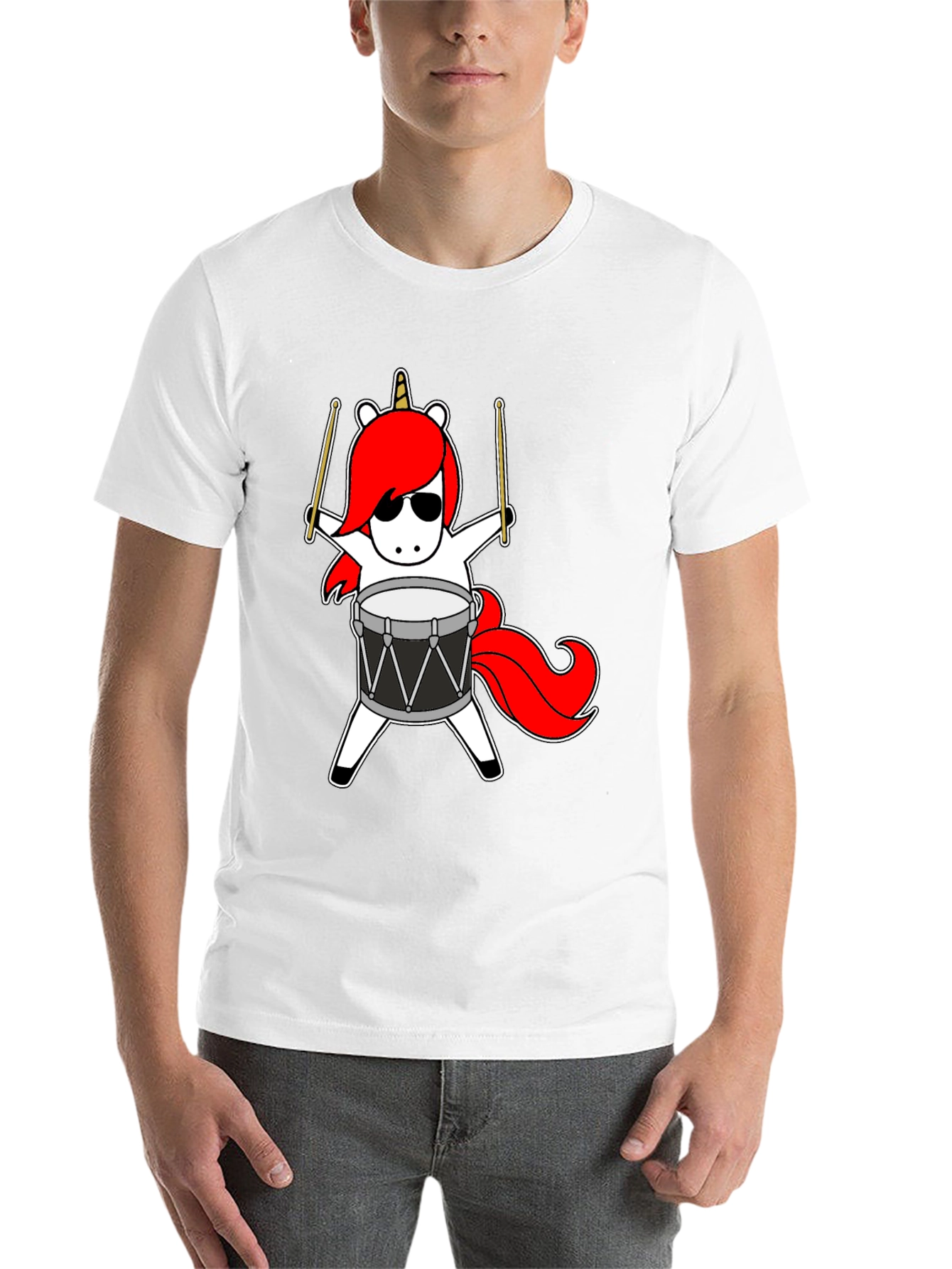 Black Unicorn Drummer T-Shirt - Cool Cartoon Design view 14