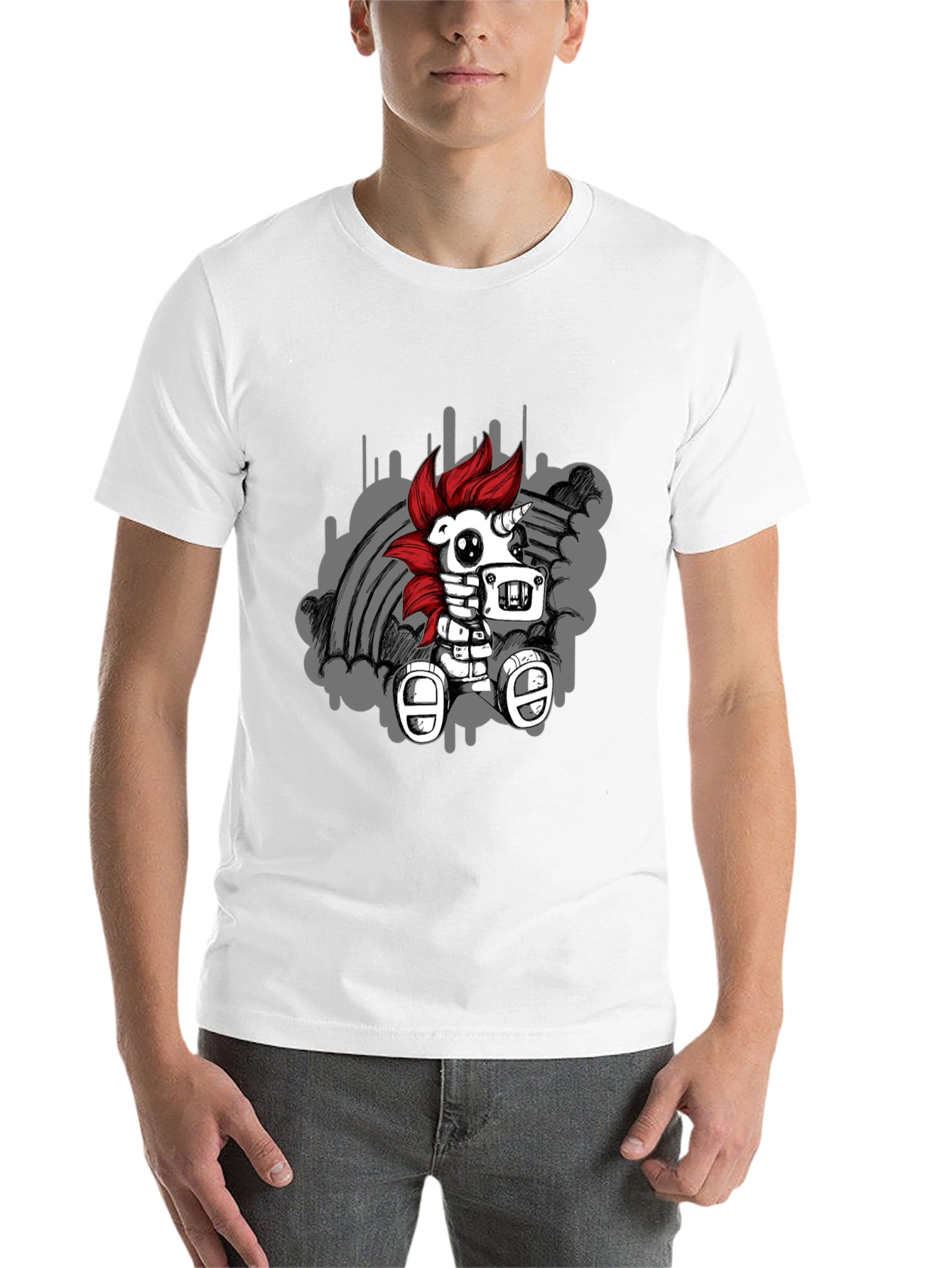 Black Robot Unicorn T-Shirt - Unique Graphic Tee view 14