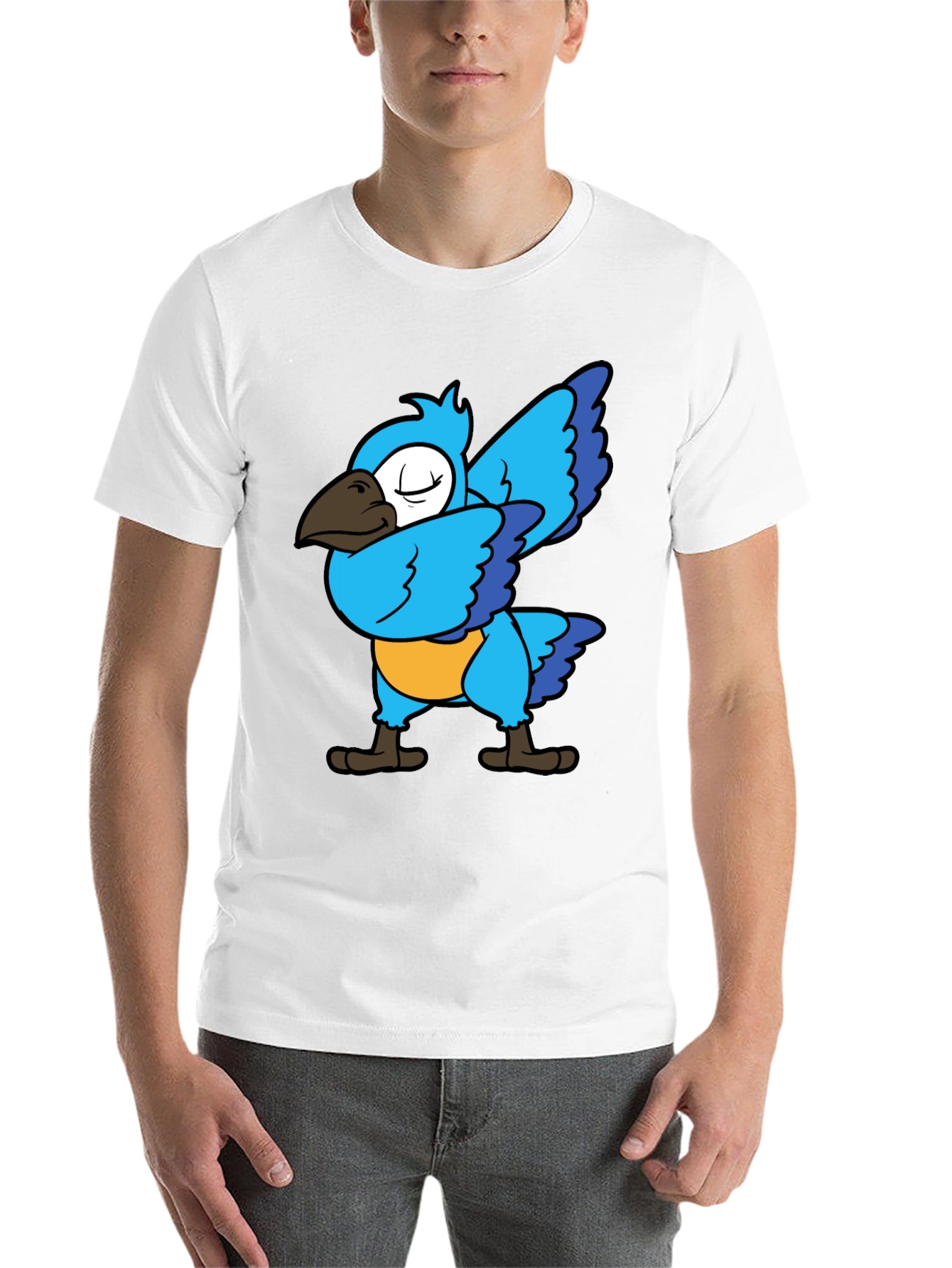 Black Dabbing Parrot T-Shirt - Blue Bird Dance Tee view 14