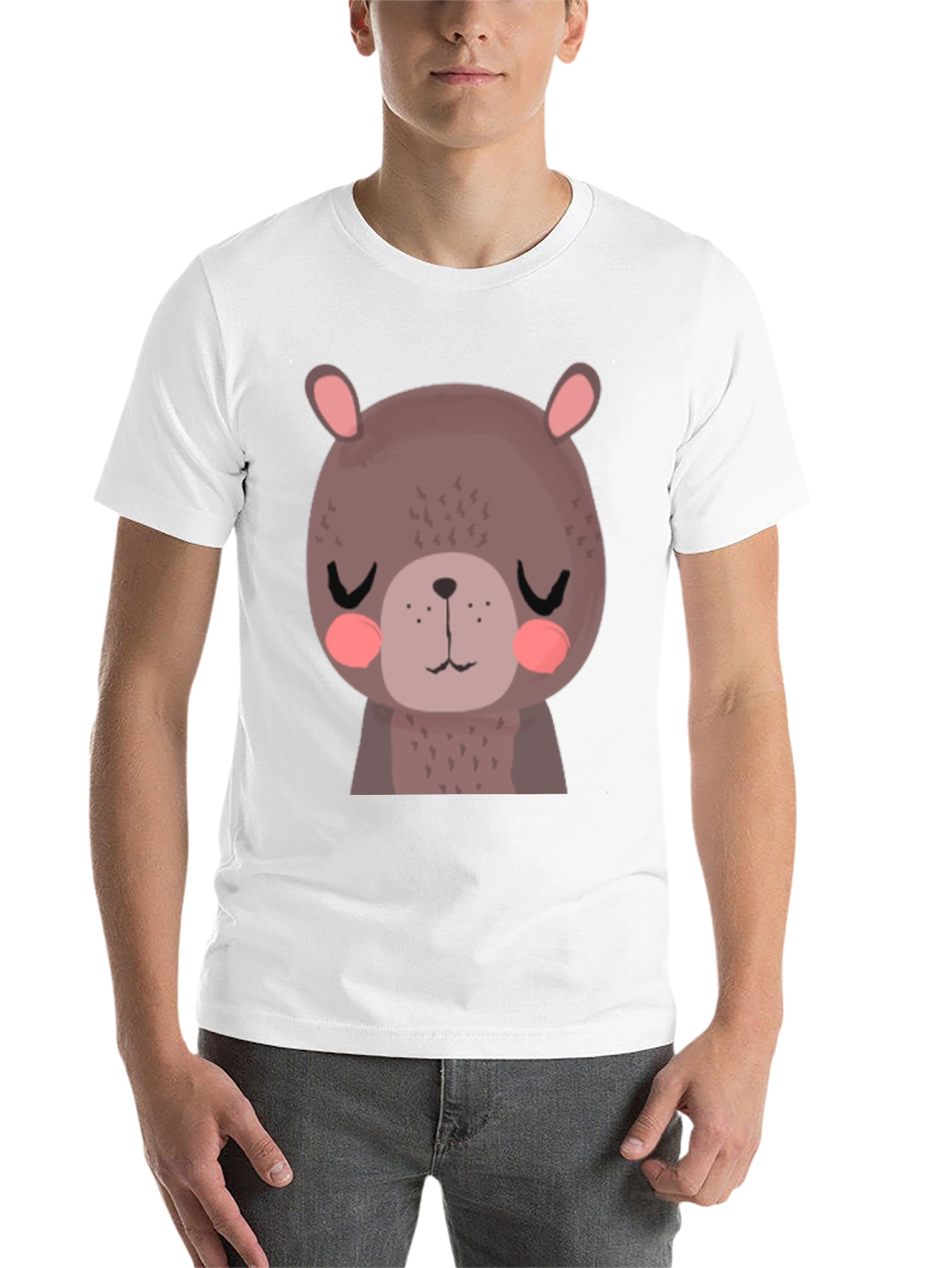 Black Cute Bear Graphic T-Shirt - Unisex Black Tee view 14