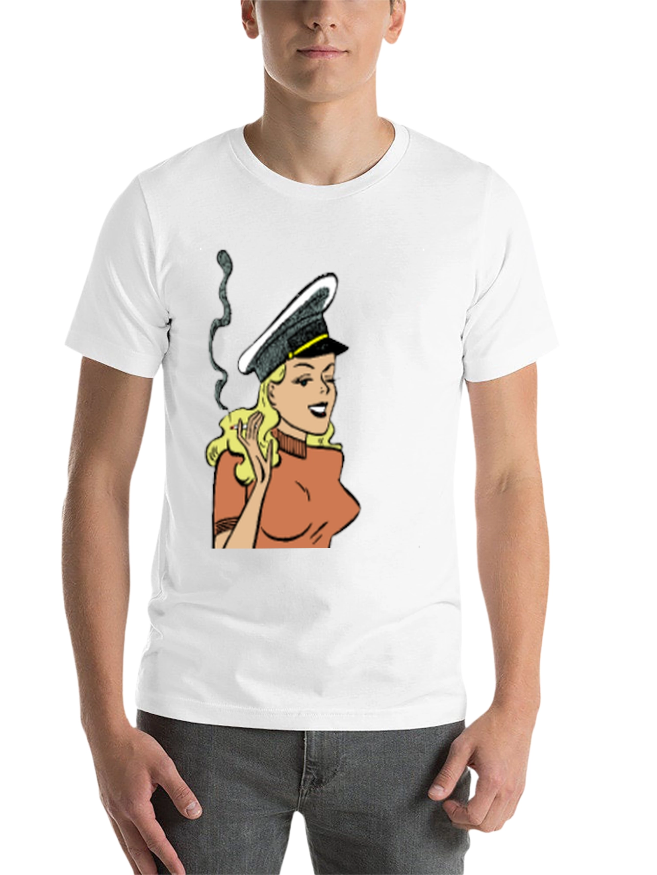 Black Smoking Cartoon Woman Black T-Shirt view 14